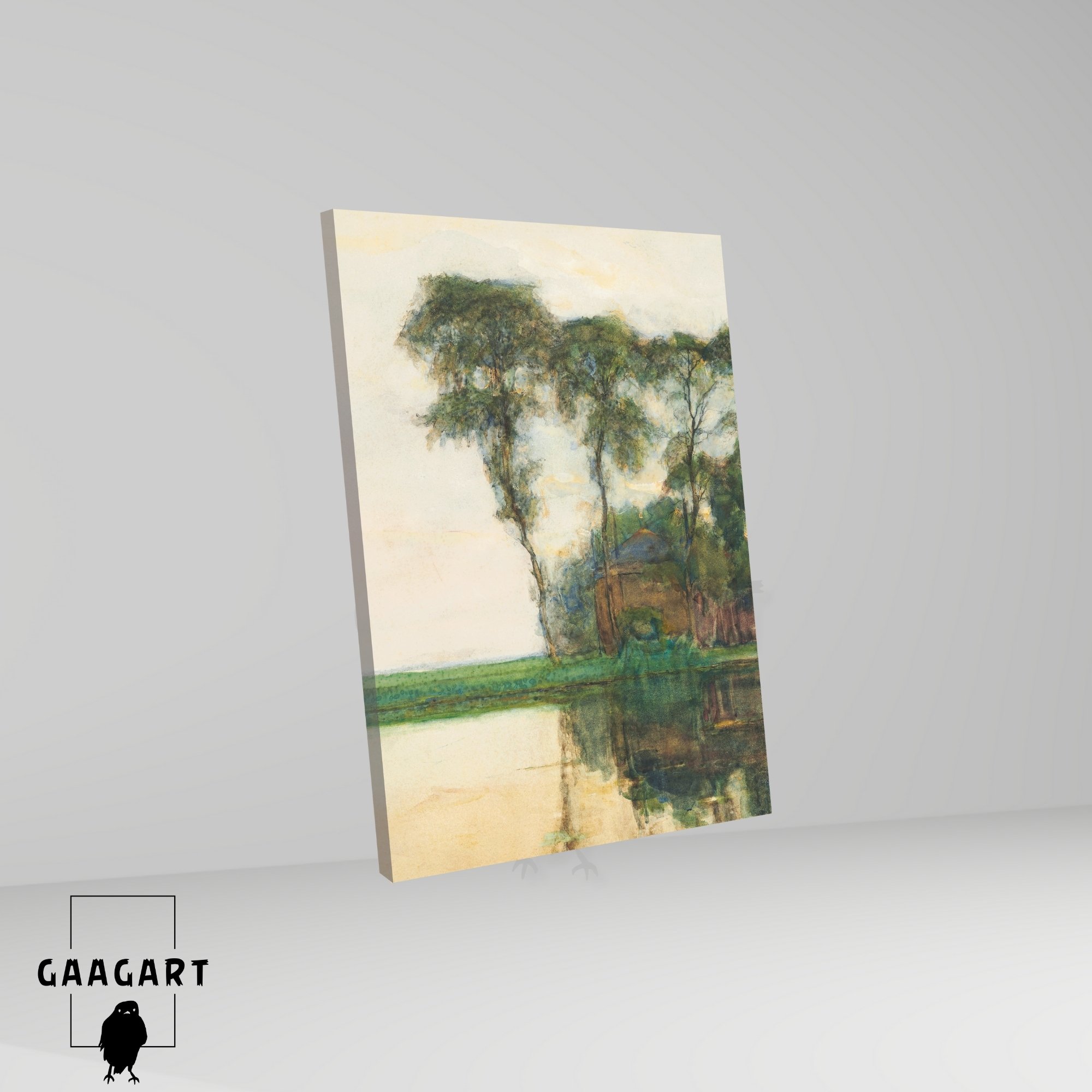 Tekli Dikey Kanvas Tablo Ünlü Eserler Piet Mondrian Along The Water