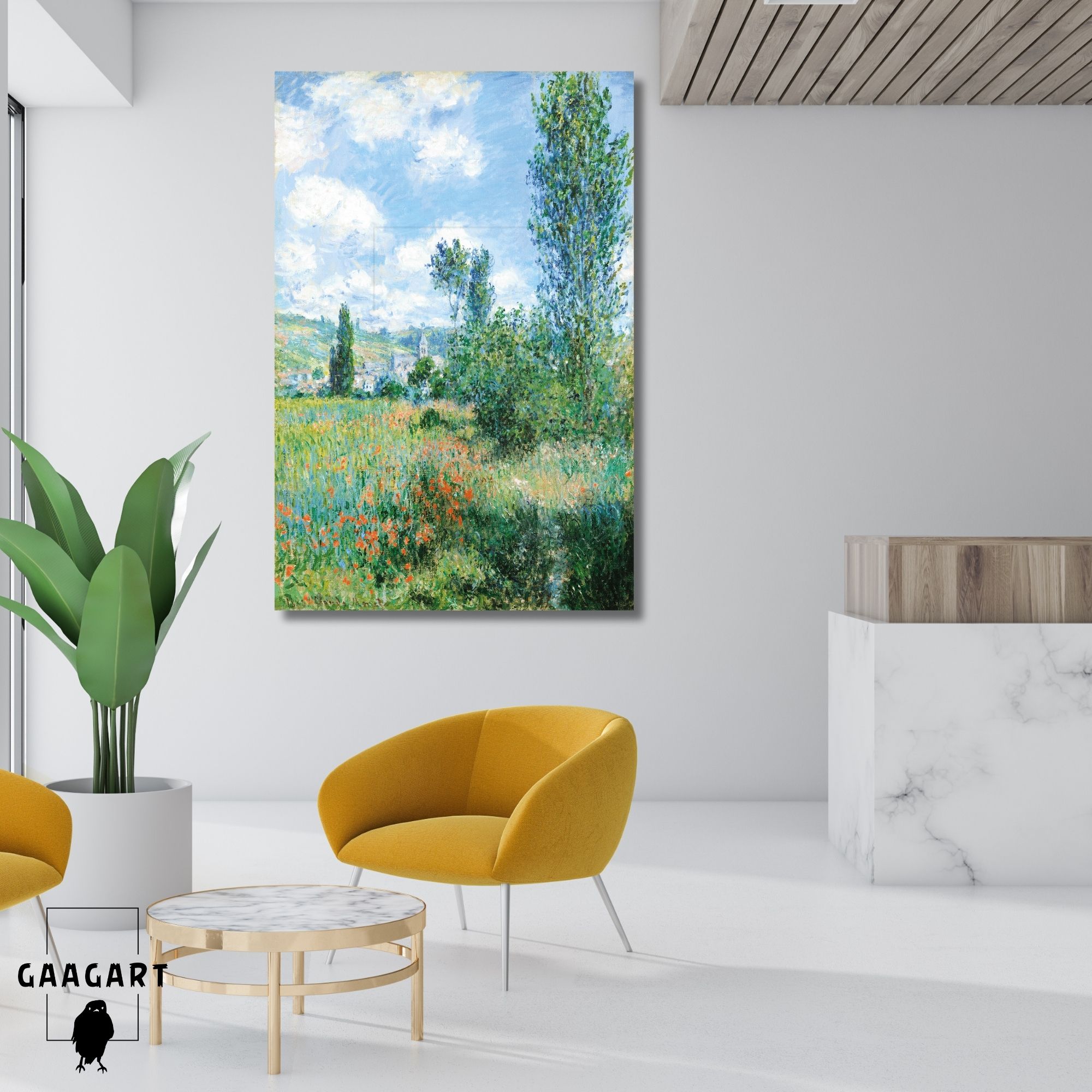 Tekli Dikey Kanvas Tablo Ünlü Eserler Claude Monet Gelincik Tarlası