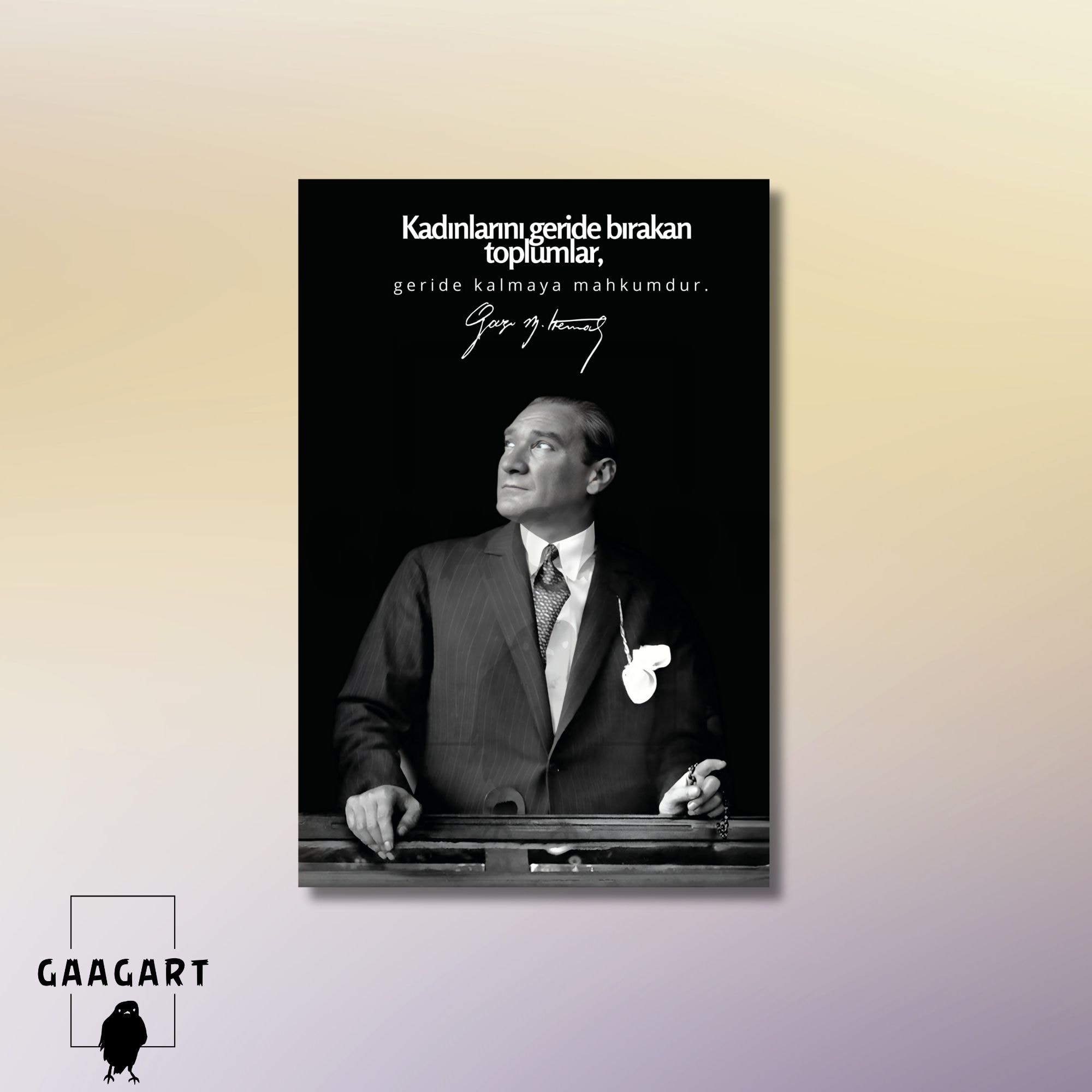 Tekli Dikey Kanvas Makam Panosu Atatürk Sözleri Kadınlar