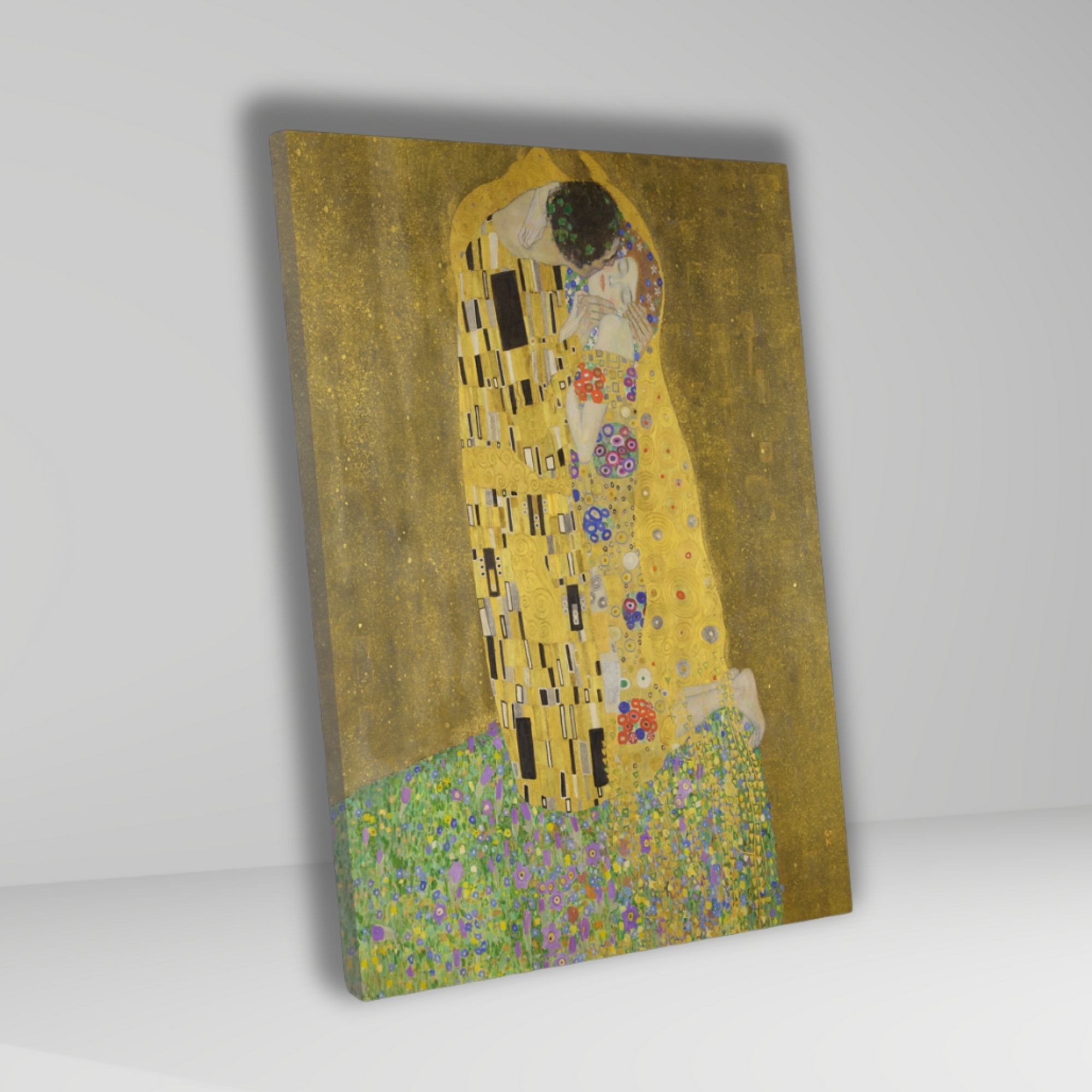 Tekli Dikey Kanvas Duvar Tablosu Gustav Klimt Öpücük The Kiss