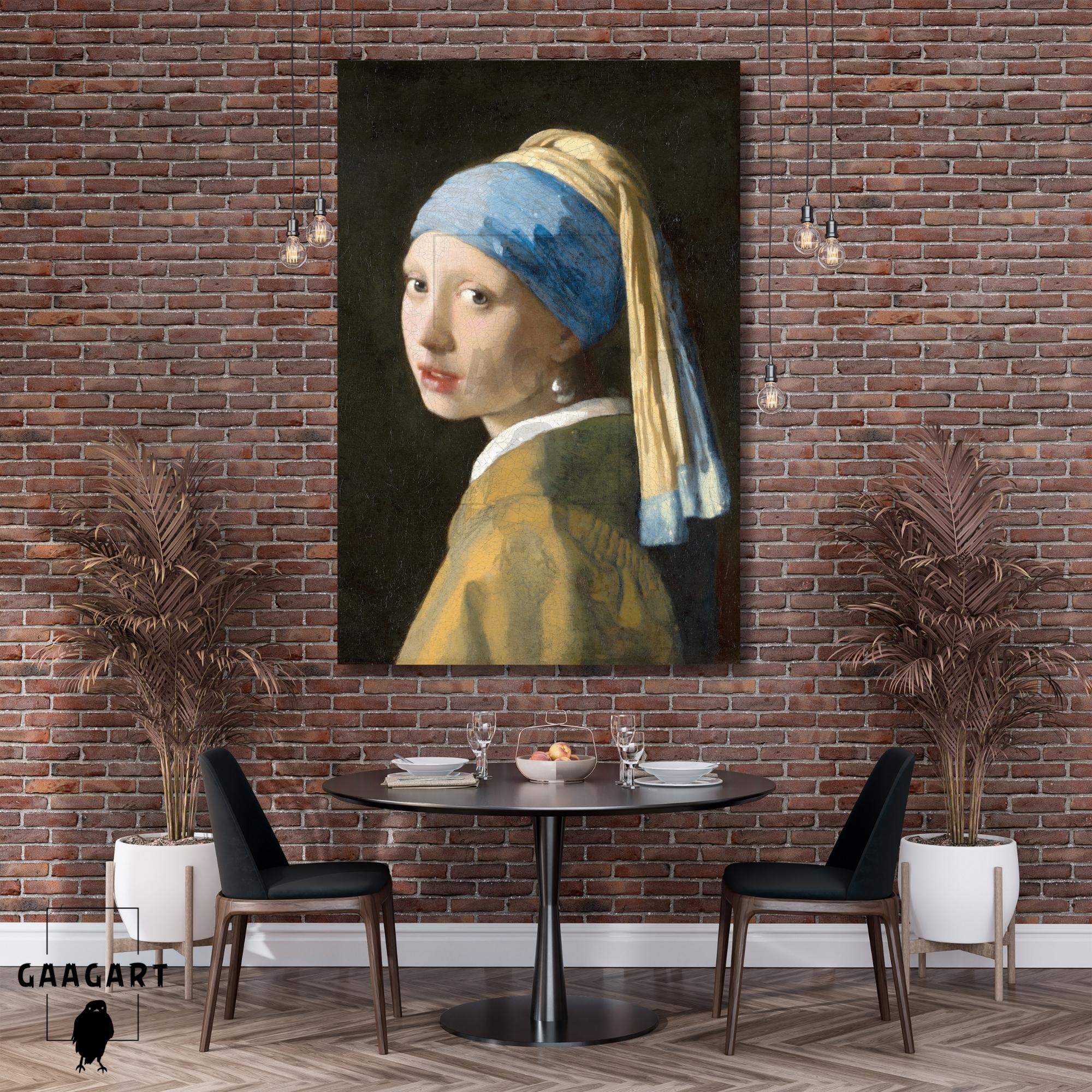 Tekli Dikey Kanvas Tablo Ünlü Eserler Johannes Vermeer-Girl With A Pearl Earring