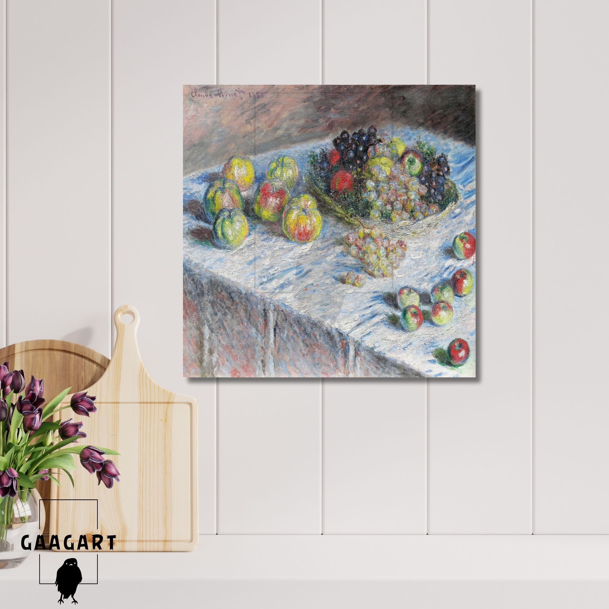 Kare Kanvas Ünlü Ressamlar Monet-Apples and Grapes (1880)