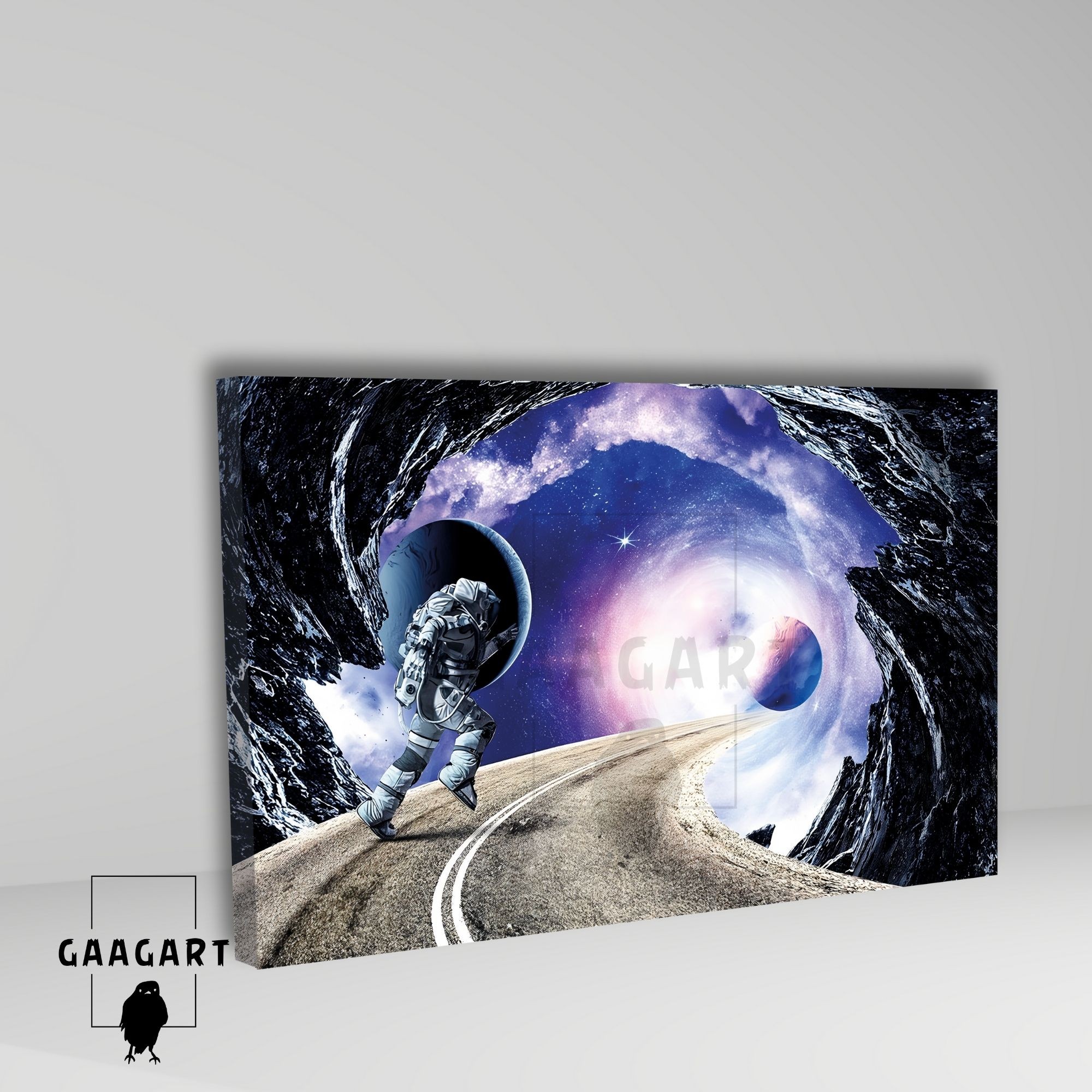 Tekli Yatay Kanvas Duvar Tablosu Uzay Koşan Astronot