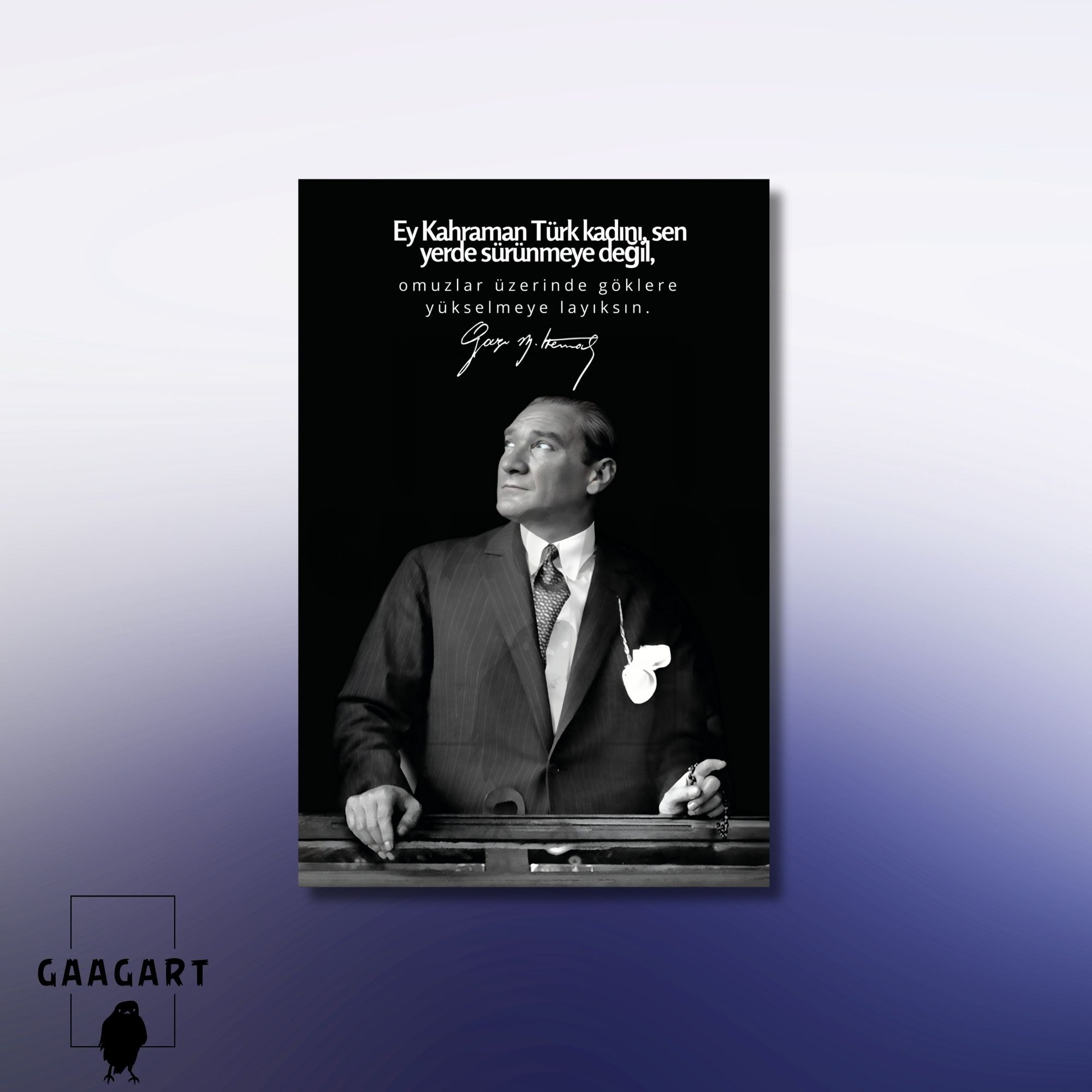 Tekli Dikey Kanvas Makam Panosu Atatürk Sözleri Kahraman Türk Kadını