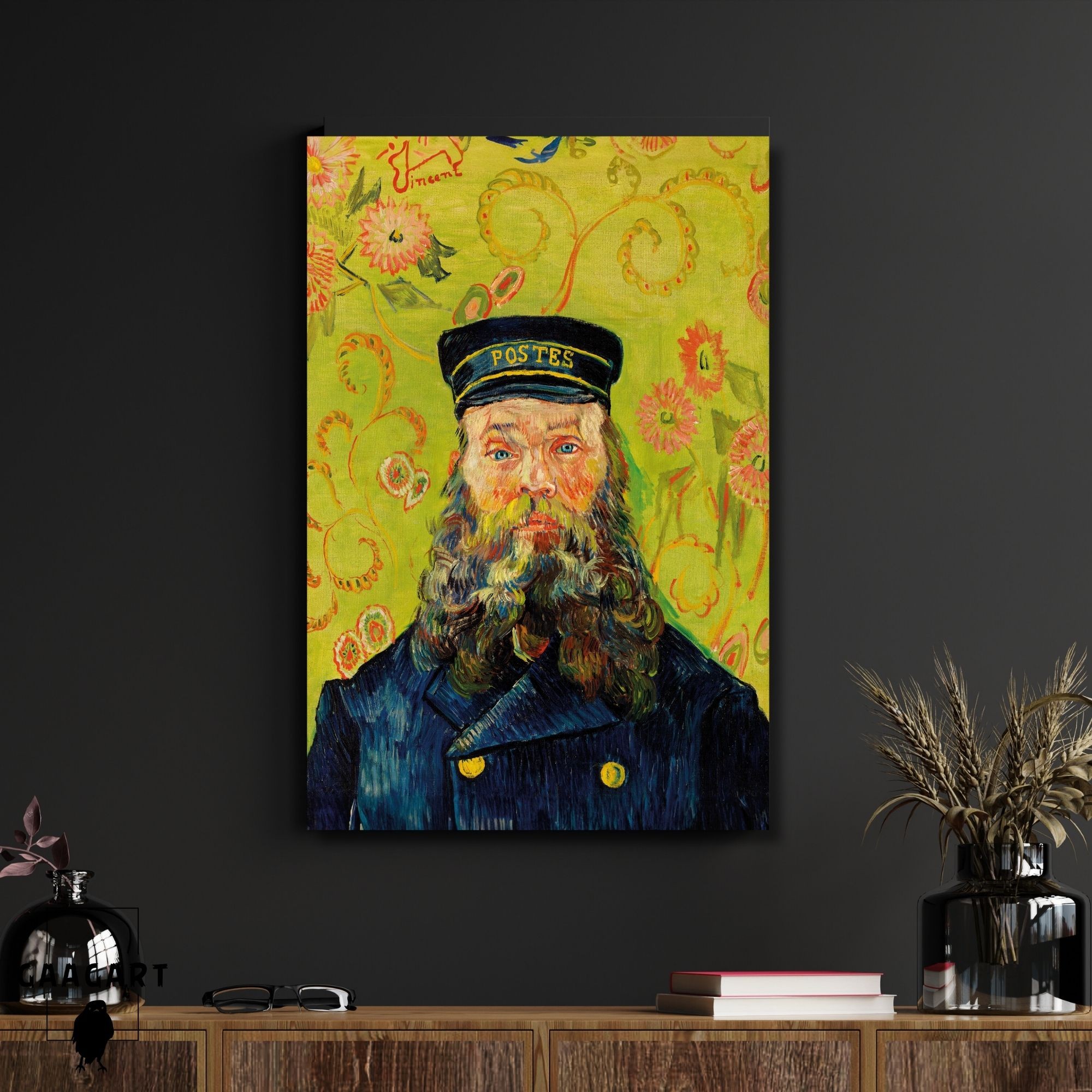 Tekli Dikey Kanvas Tablo Ünlü Eserler Van Gogh Postman Joseph Roulin