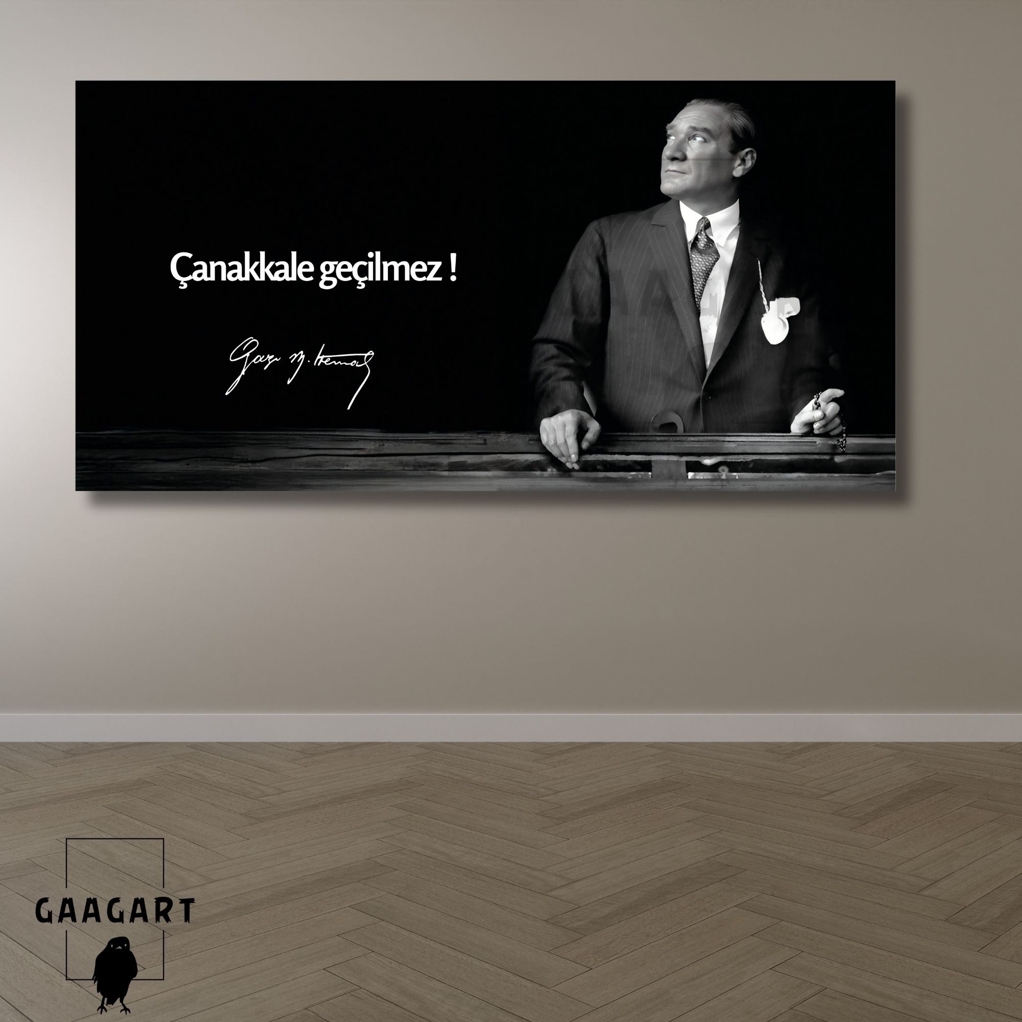 Panoramik Kanvas Makam Panosu Atatürk Sözleri Çanakkale Geçilmez!