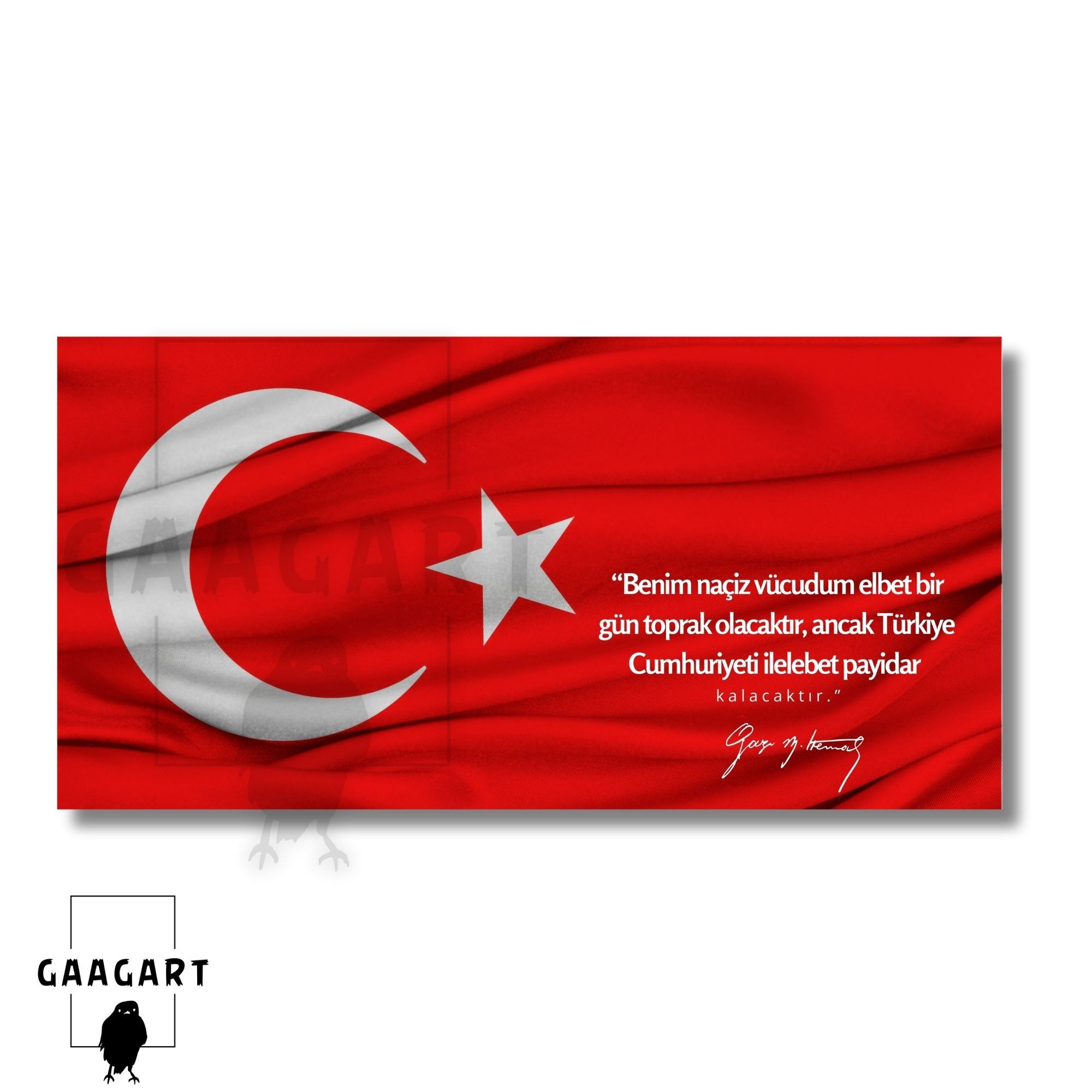 Panoramik Kanvas Makam Panosu Türk Bayrağı Atatürk Benim naçiz vücudum elbet bir gün toprak olacaktır.