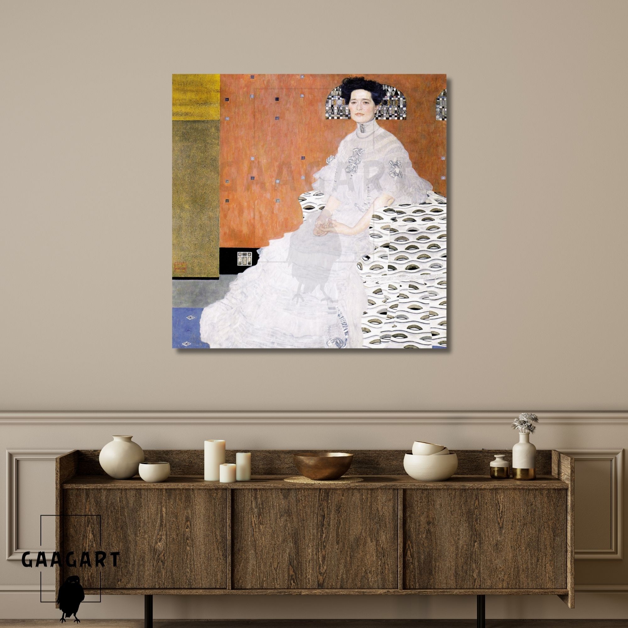 Kare Kanvas Tablo Ünlü Eserler Gustav Klimt Fritza Riedler Portresi