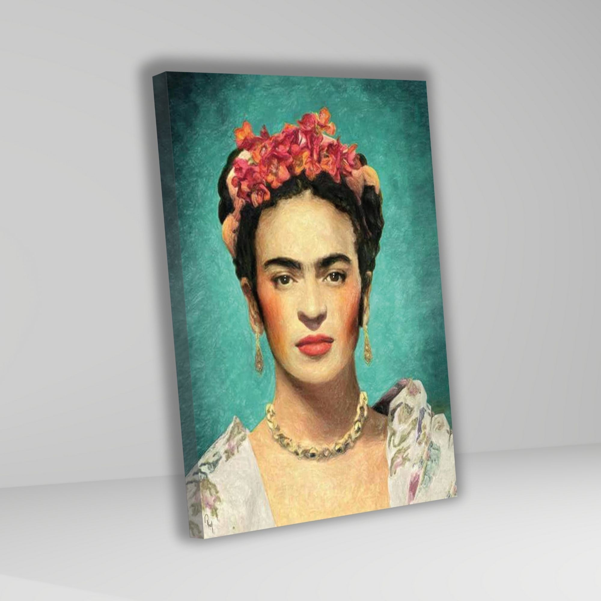 Tekli Dikey Kanvas Duvar Tablosu Frida Kahlo Portresi