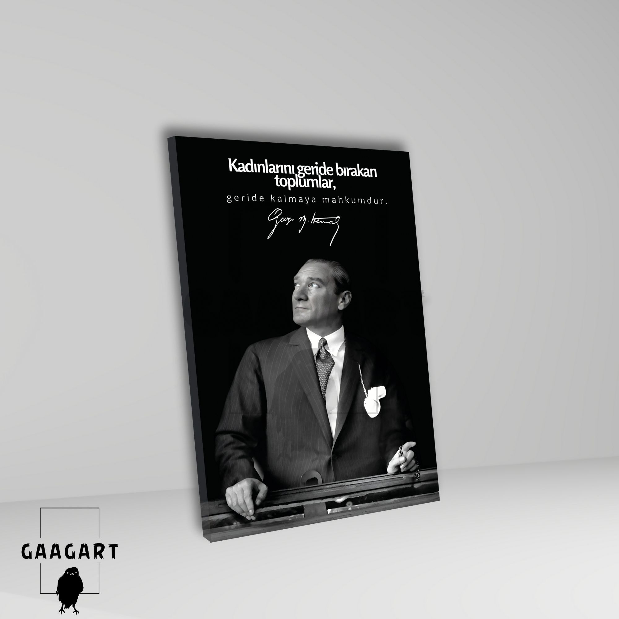 Tekli Dikey Kanvas Makam Panosu Atatürk Sözleri Kadınlar