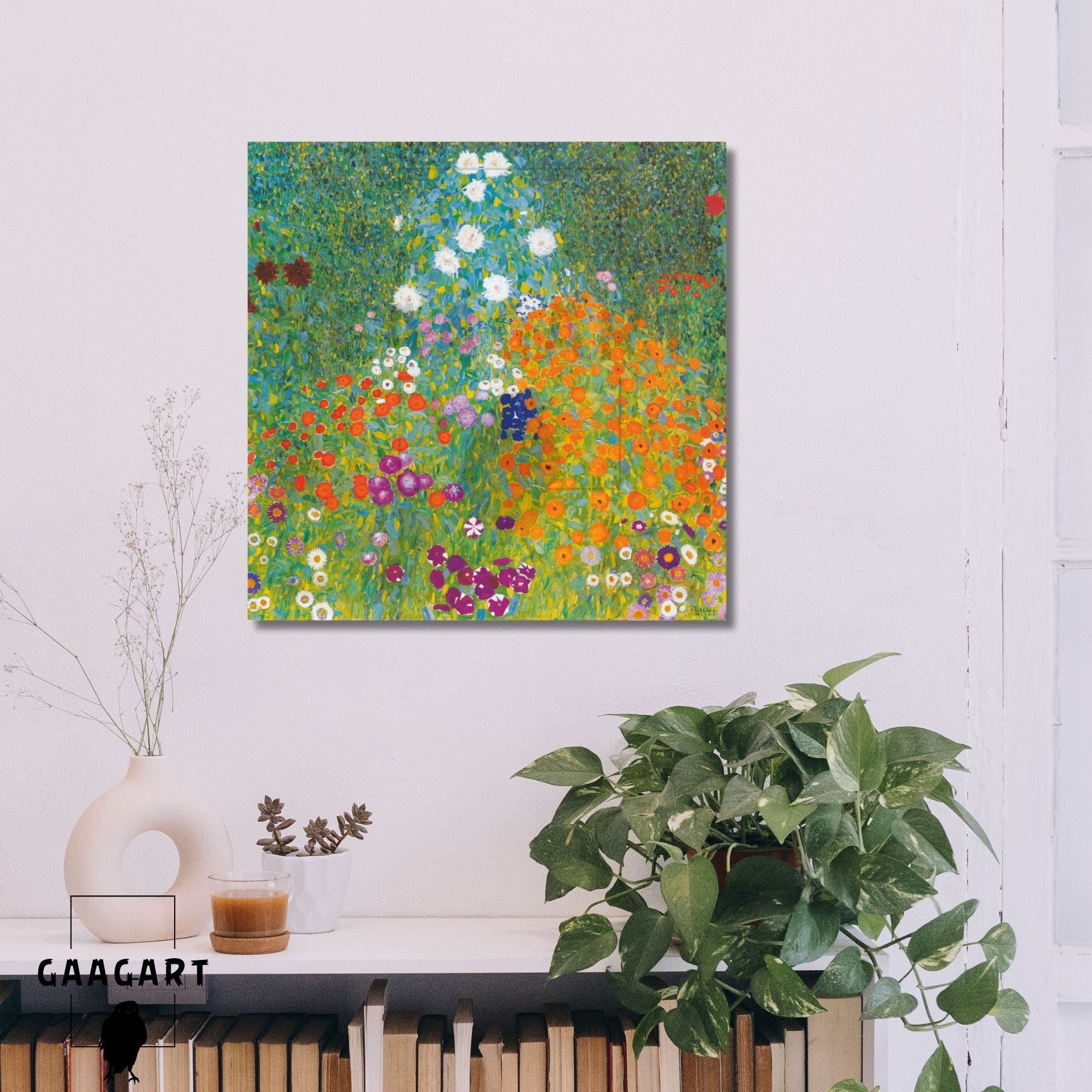 Kare Kanvas Tablo Ünlü Eserler Gustav Klimt-Cottage Garden (1905-1907)