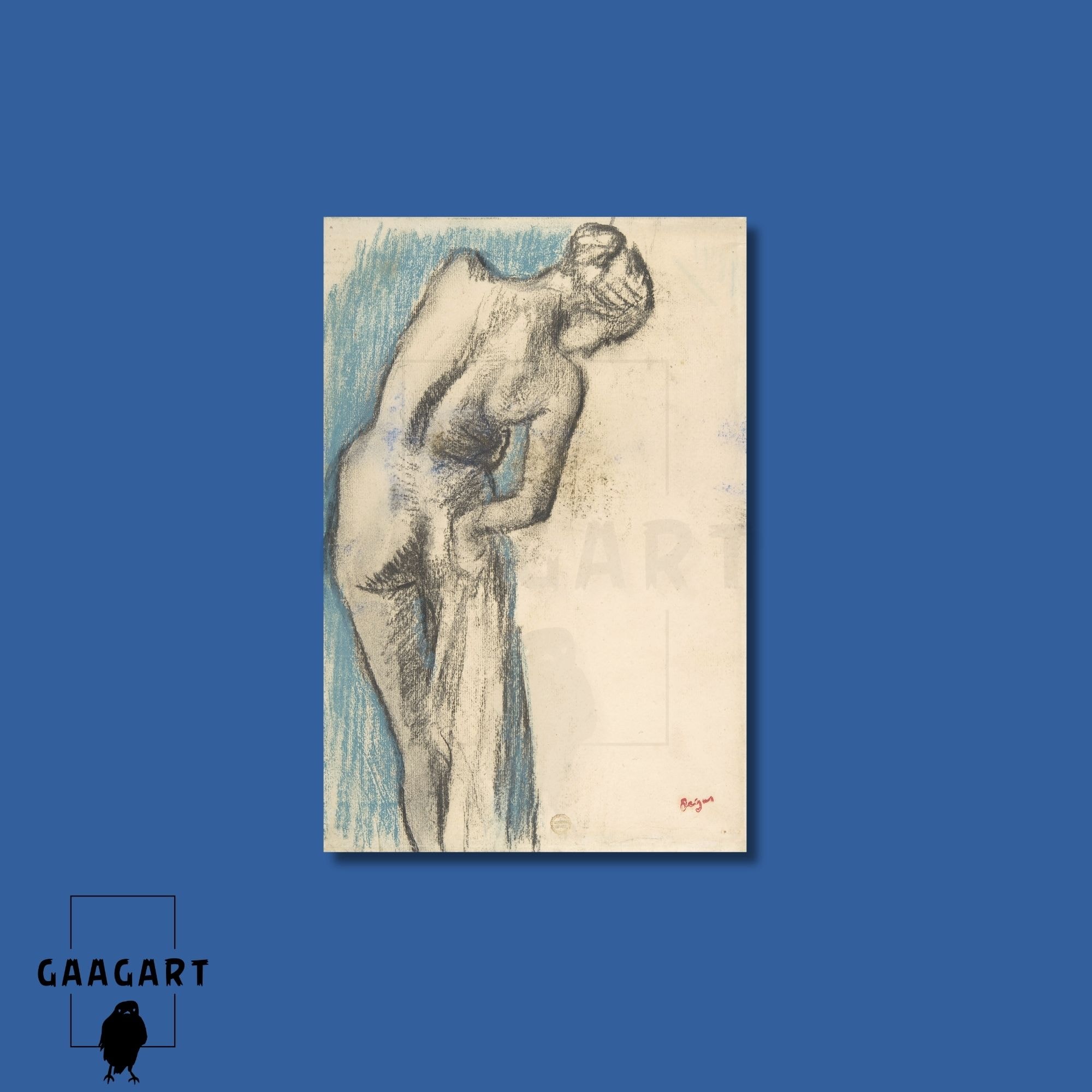 Tekli Dikey Kanvas Edgar Degas Bather Drying Herself
