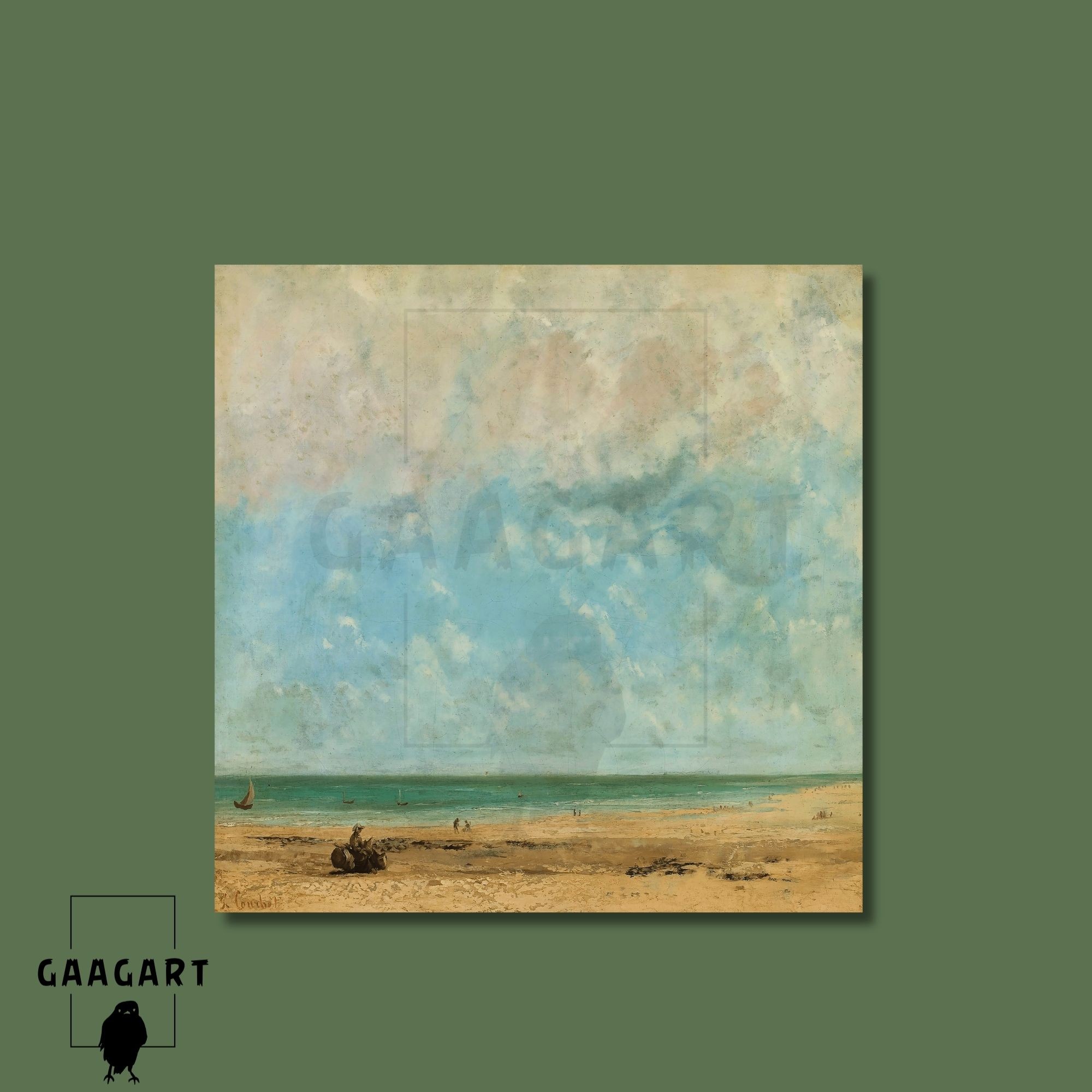 Kare Kanvas Tablo Ünlü Eserler Gustave Courbet-Seaside Landscape 1863