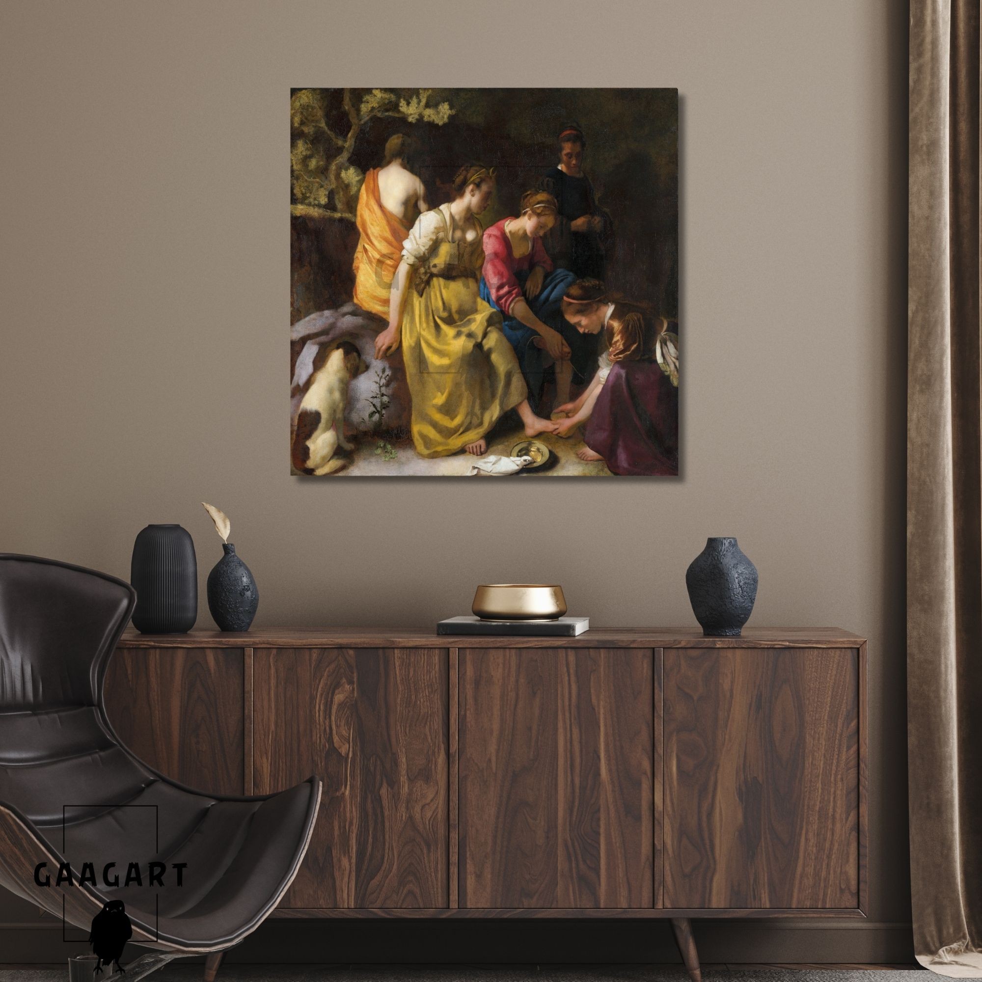 Kare Kanvas Tablo Ünlü Eserler Johannes Vermeer Diana Her Nymphs