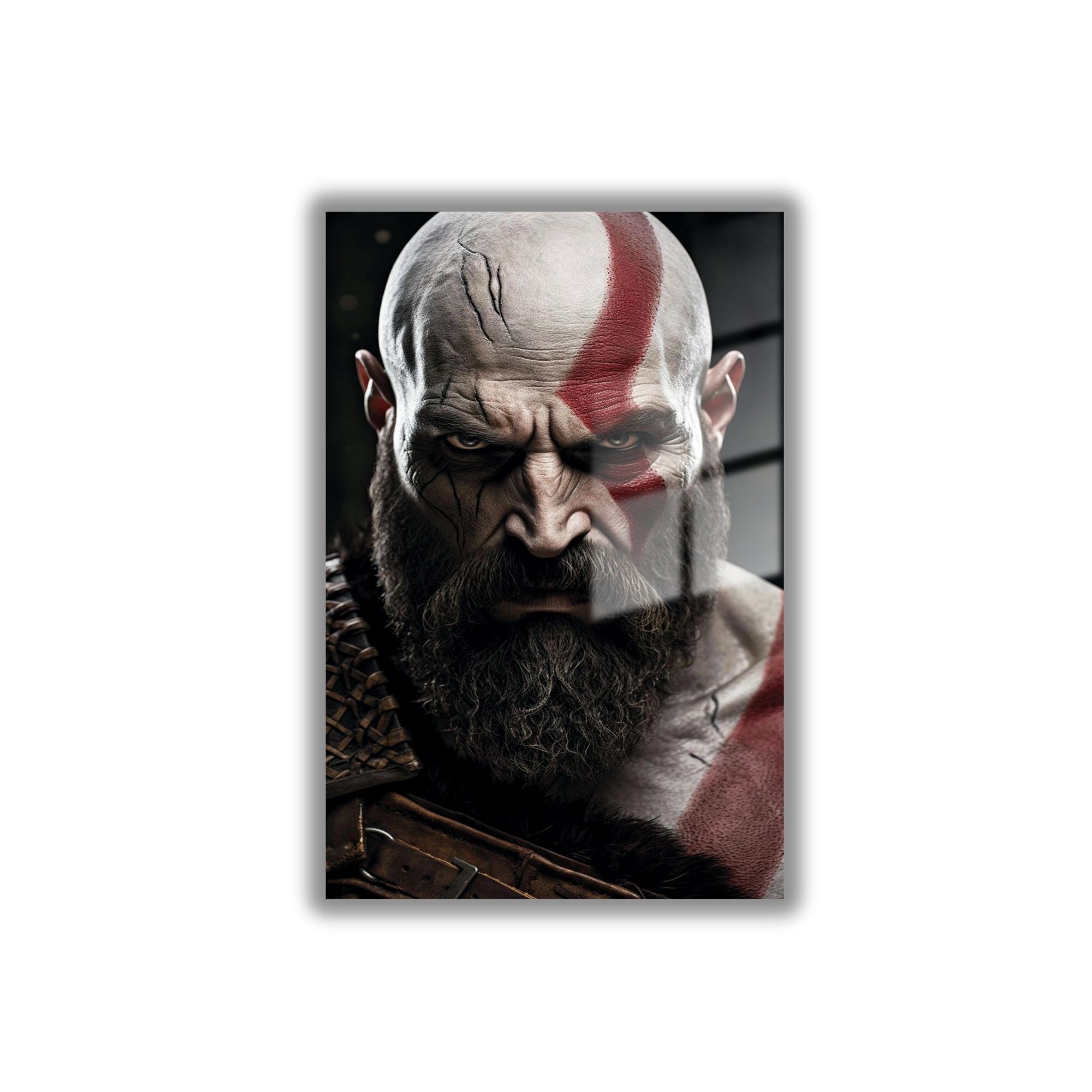 Temperli Gerçek Cam Tablo God of War Karakteri Kratos