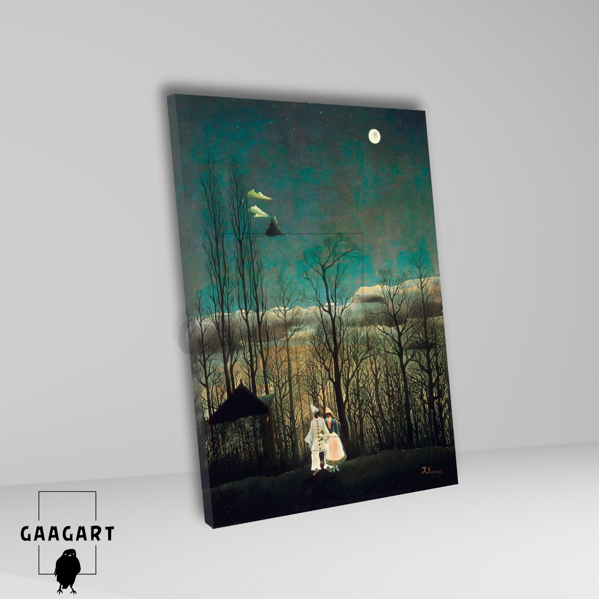 Tekli Dikey Kanvas Tablo Ünlü Eserler Henri Rousseau Carnival Evening