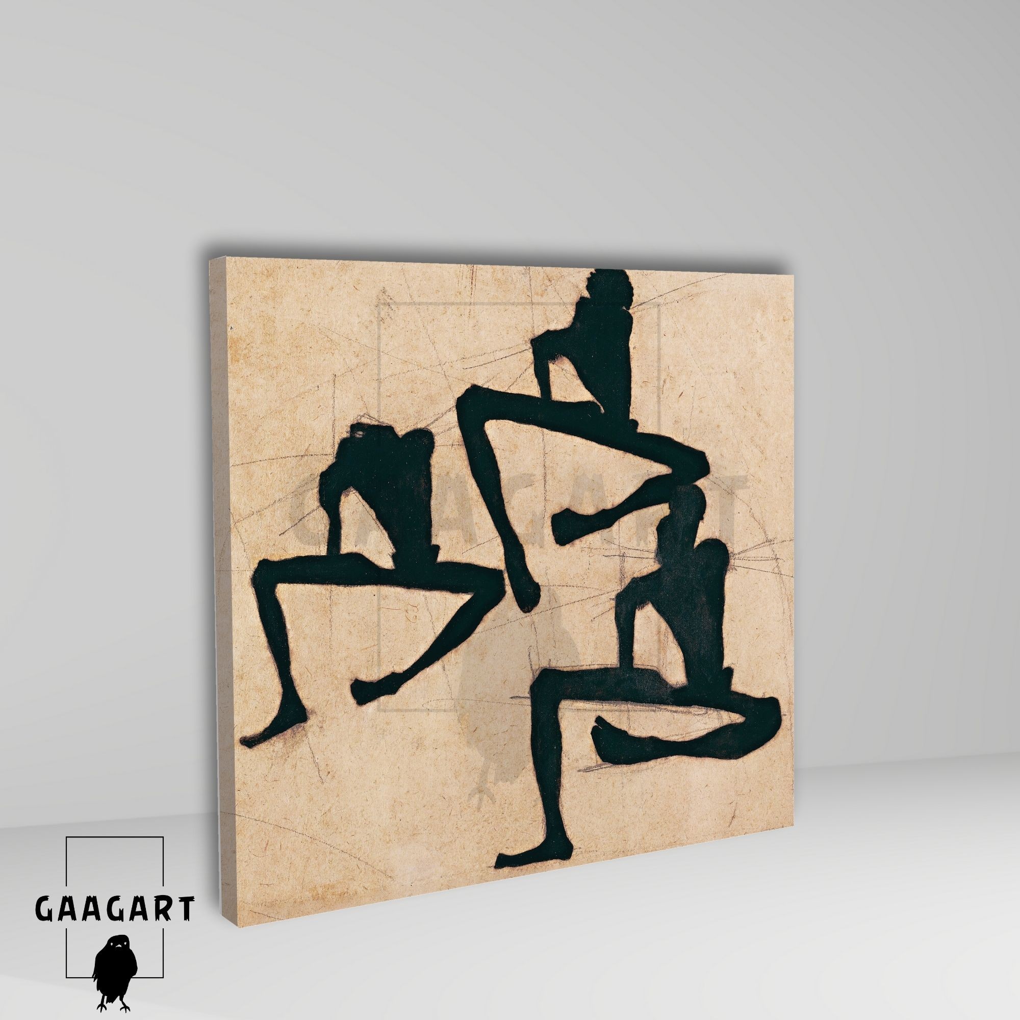 Kare Kanvas Tablo Ünlü Eserler Egon Schiele Composition with Three Male Nudes