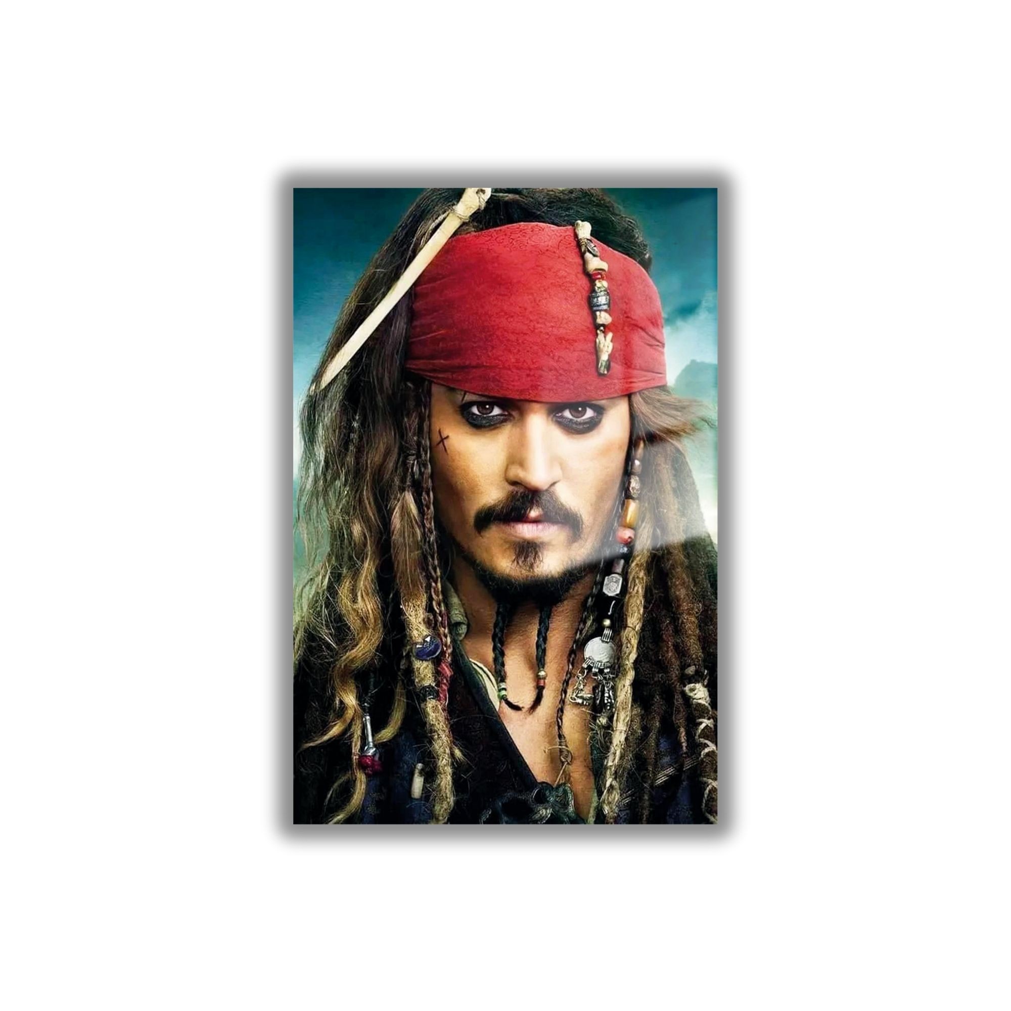 Temperli Gerçek Cam Tablo Captain Jack Sparrow Portresi