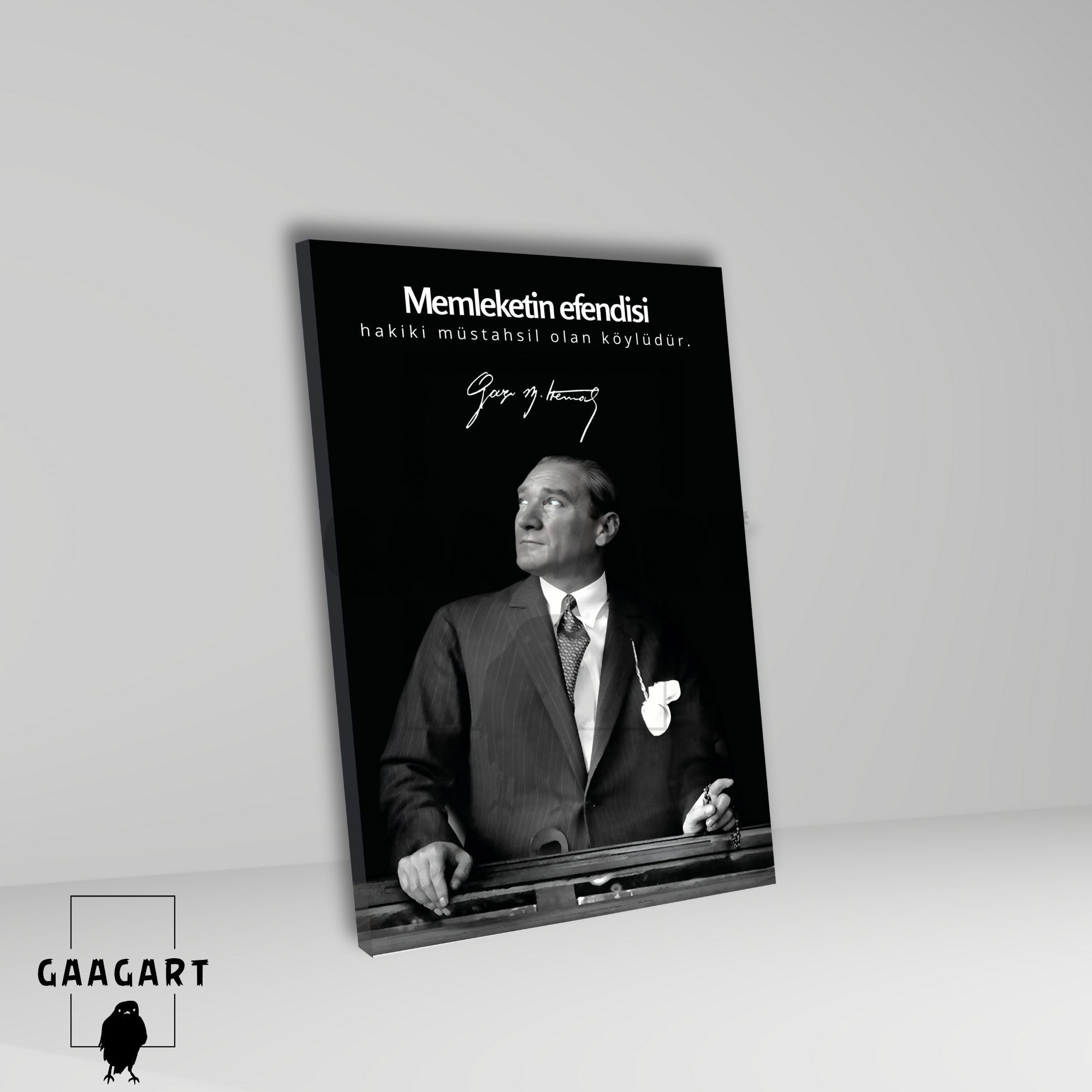 Tekli Dikey Kanvas Makam Panosu Atatürk Sözleri Köylü Milletin Efendisidir.