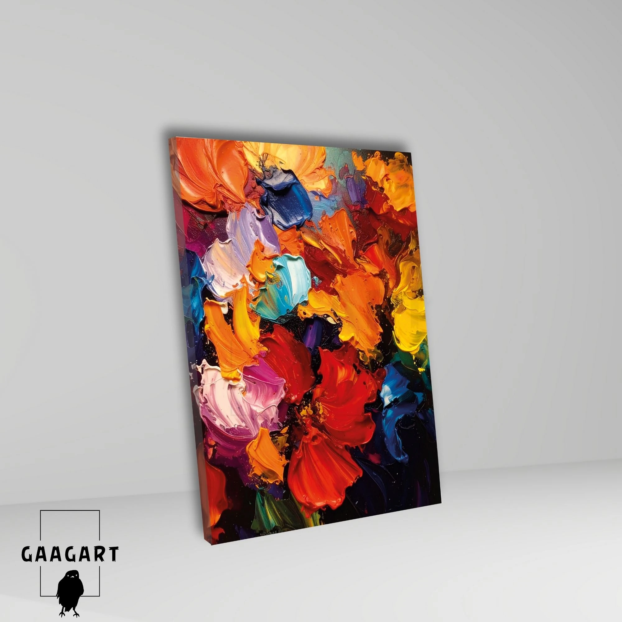 Tekli Dikey Kanvas Tablo Fırça ile İzler Bırakılmış Yağlı Boya Görünümlü