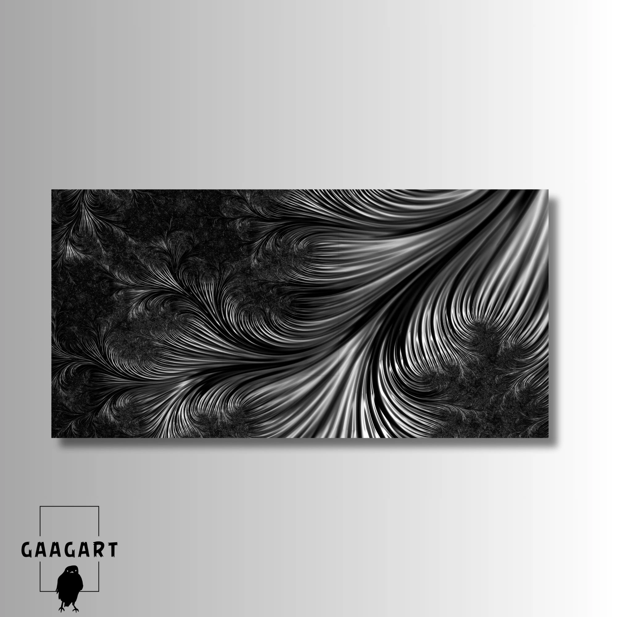 Panoramik Kanvas Kanvas Salon Tablosu Gri Siyah Soyut Tüy Deseni