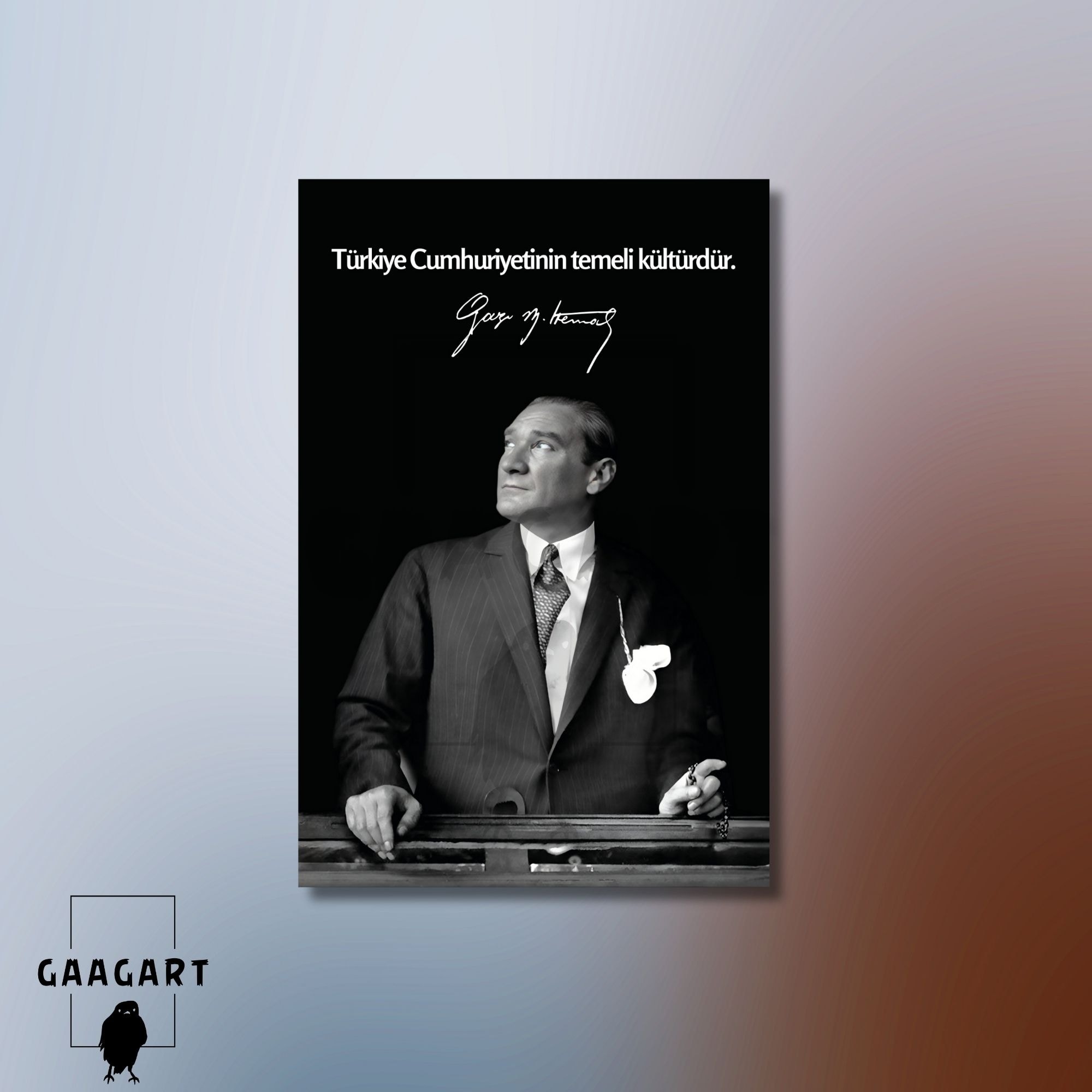 Tekli Dikey Kanvas Makam Panosu Atatürk Sözleri Türkiye Cumhuriyetinin Temeli Kültürdür