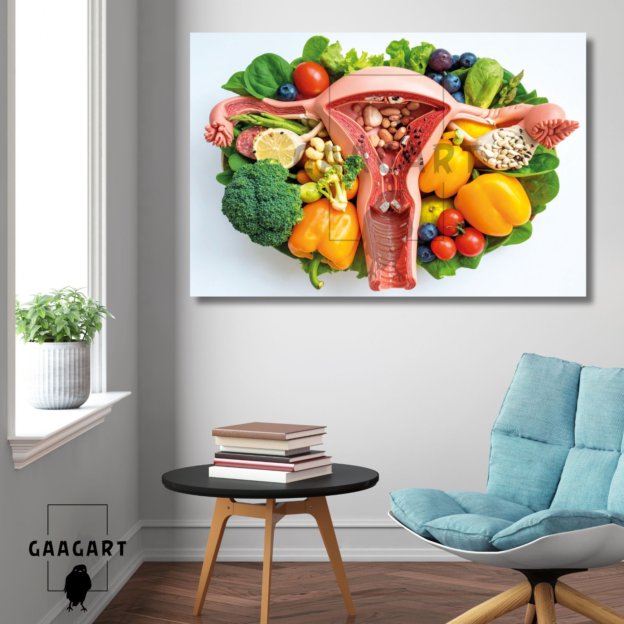 Tekli Yatay Kanvas Duvar Tablosu Uterus Rahim Diyetisyen Tablosu