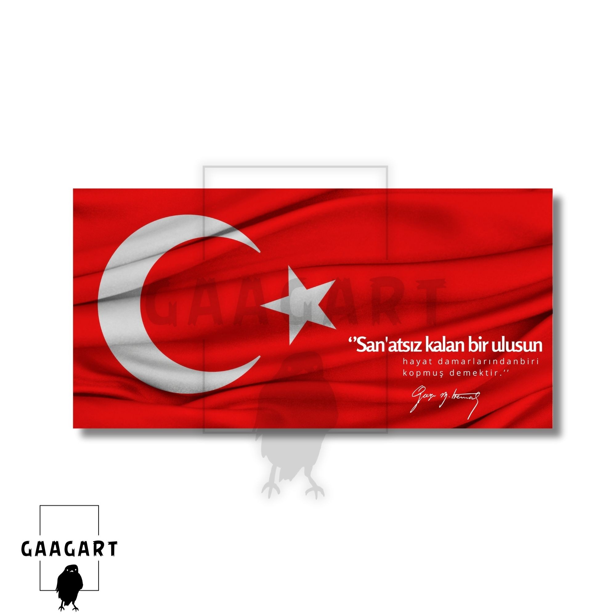 Panoramik Kanvas Makam Panosu Türk Bayrağı Atatürk ve Sanat