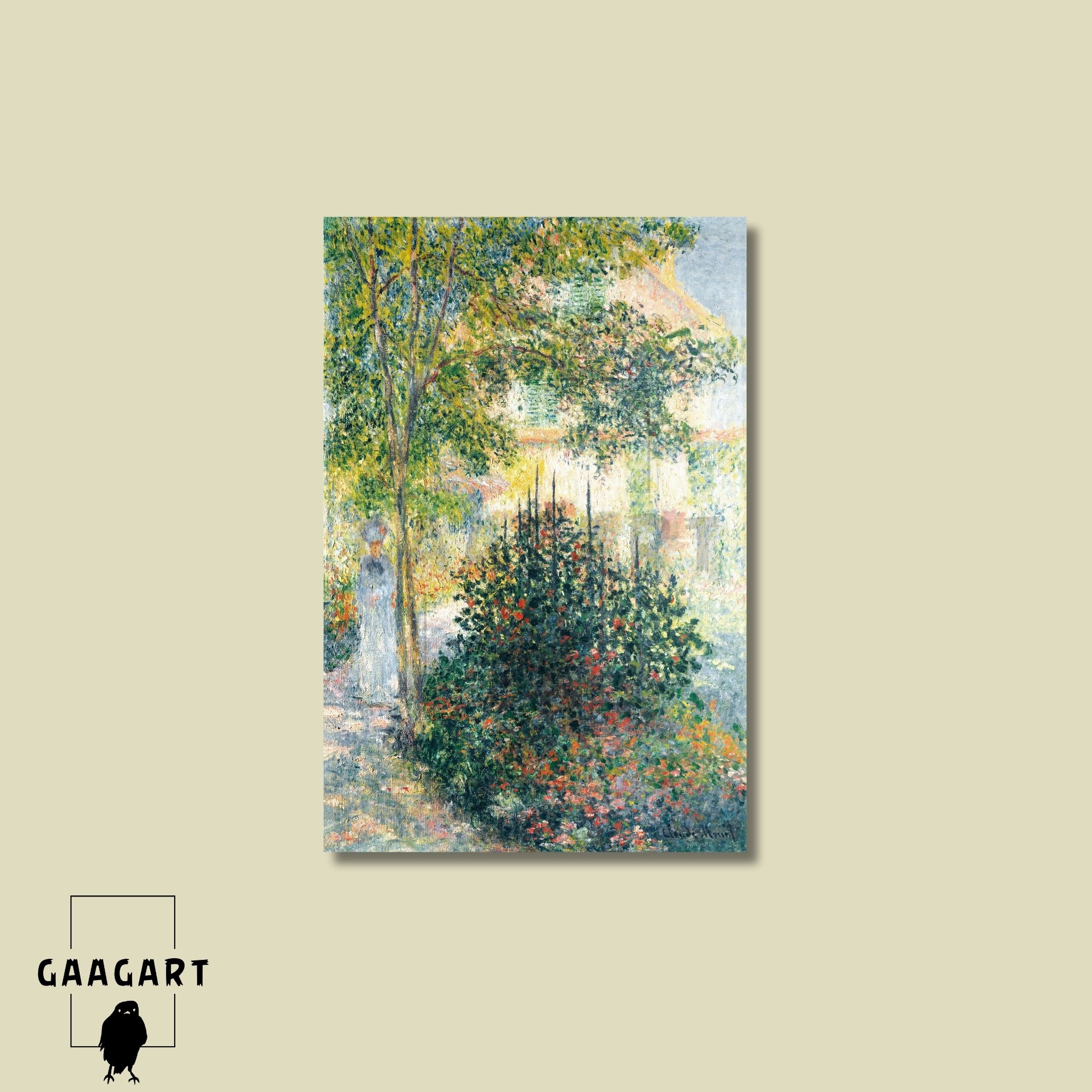 Tekli Dikey Kanvas Tablo Ünlü Eserler Claude Monet İn The Garden At House
