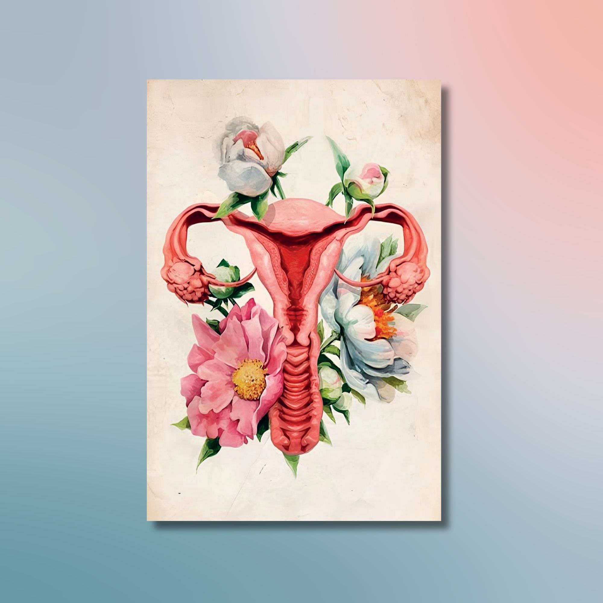 Tekli Dikey Kanvas Kadın Doğum Poliklinik Tablosu Soft Uterus