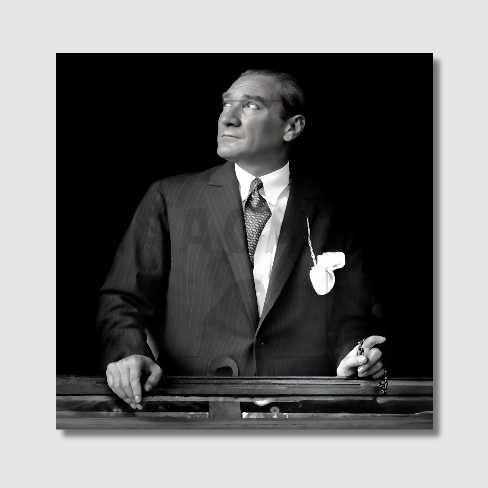 Tekli Kare Kanvas Duvar Tablosu Yukarı Bakan Atatürk