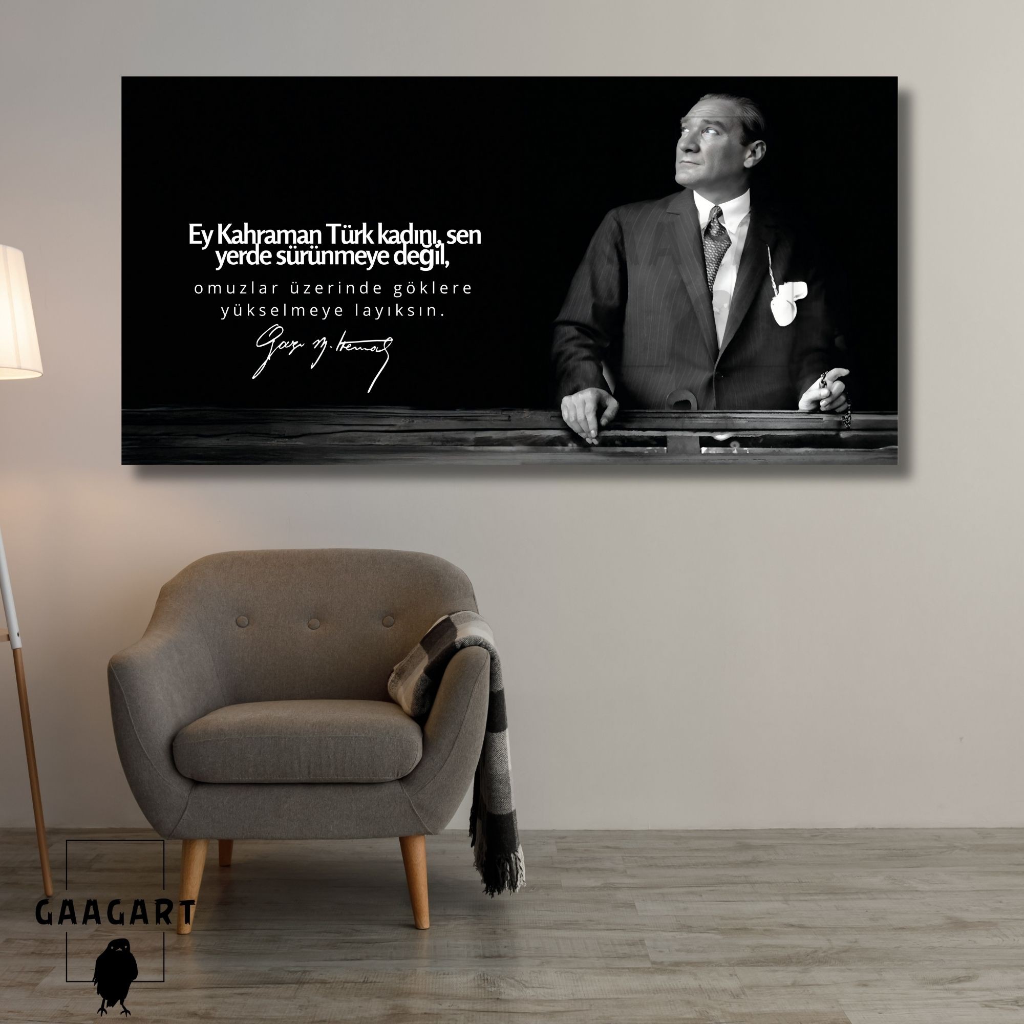 Panoramik Kanvas Makam Panosu Atatürk Sözleri Kahraman Türk Kadını
