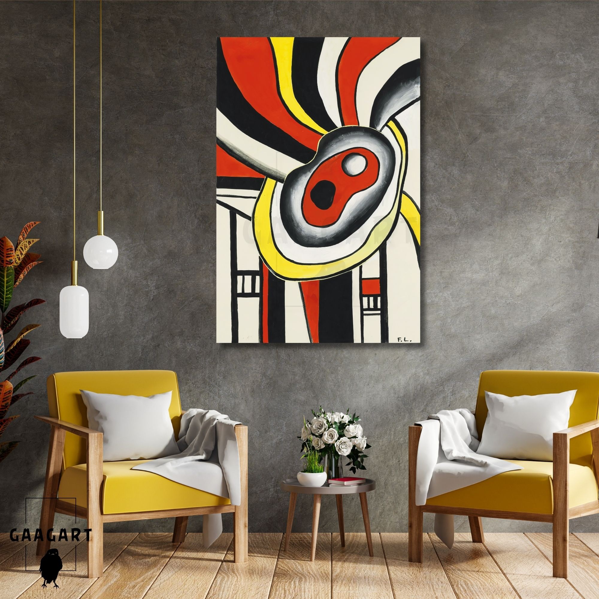 Tekli Dikey Kanvas Tablo Ünlü Eserler Fernand Leger Projet Peinture Murale