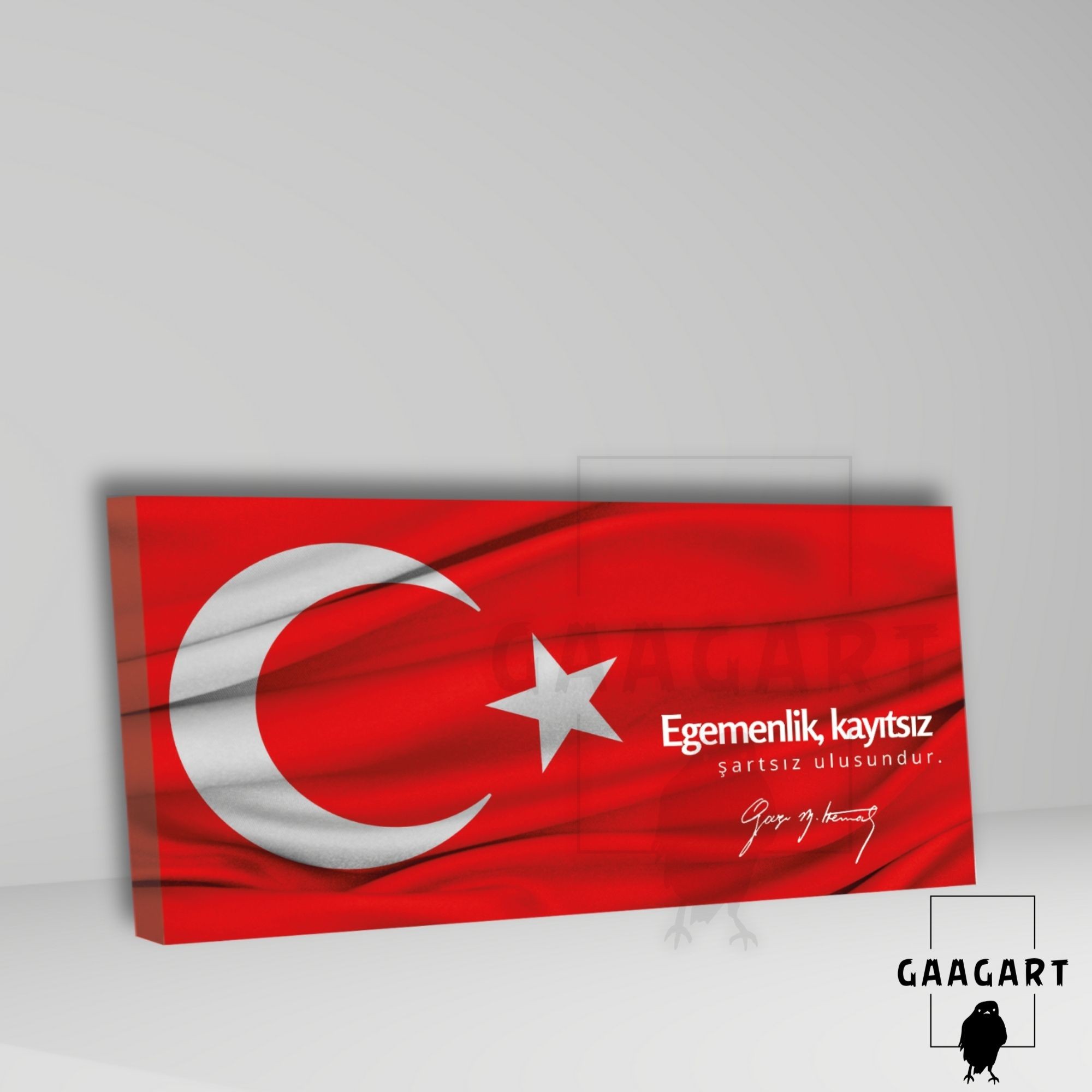 Panoramik Kanvas Makam Panosu Türk Bayrağı Atatürk ''Egemenlik, kayıtsız şartsız ulusundur. ''
