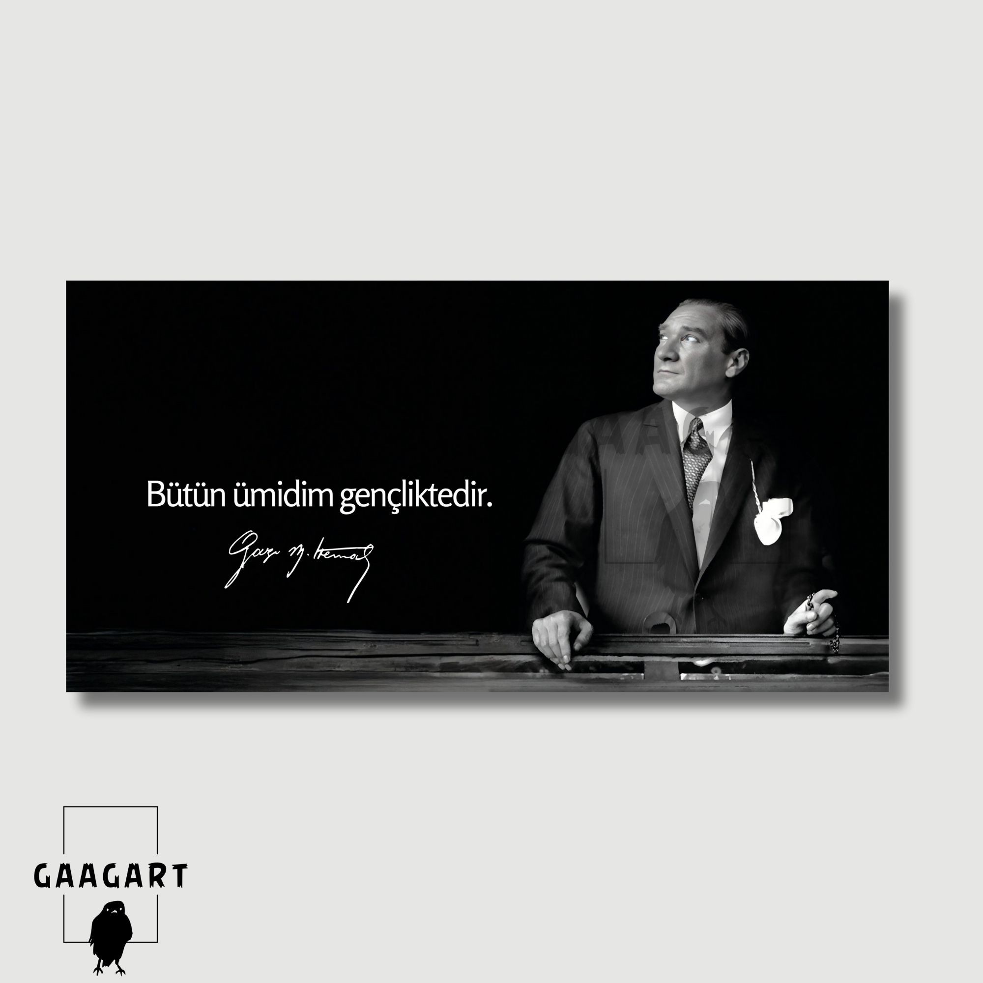 Panoramik Kanvas Makam Panosu Atatürk Sözleri Bütün ümidim gençliktedir.
