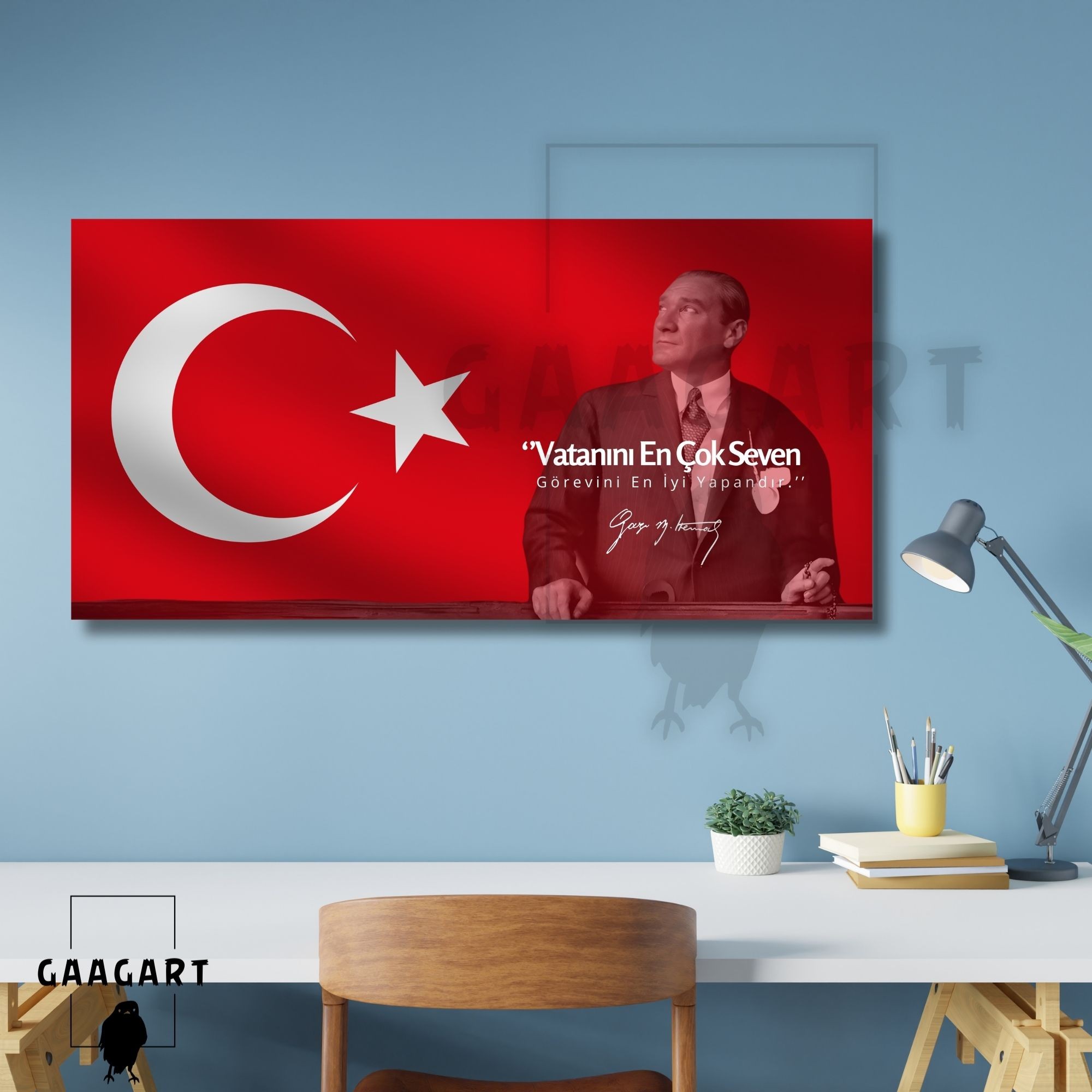 Panoramik Kanvas Makam Panosu Atatürk Sözleri ‘’Vatanını En Çok Seven Görevini En İyi Yapandır.’’