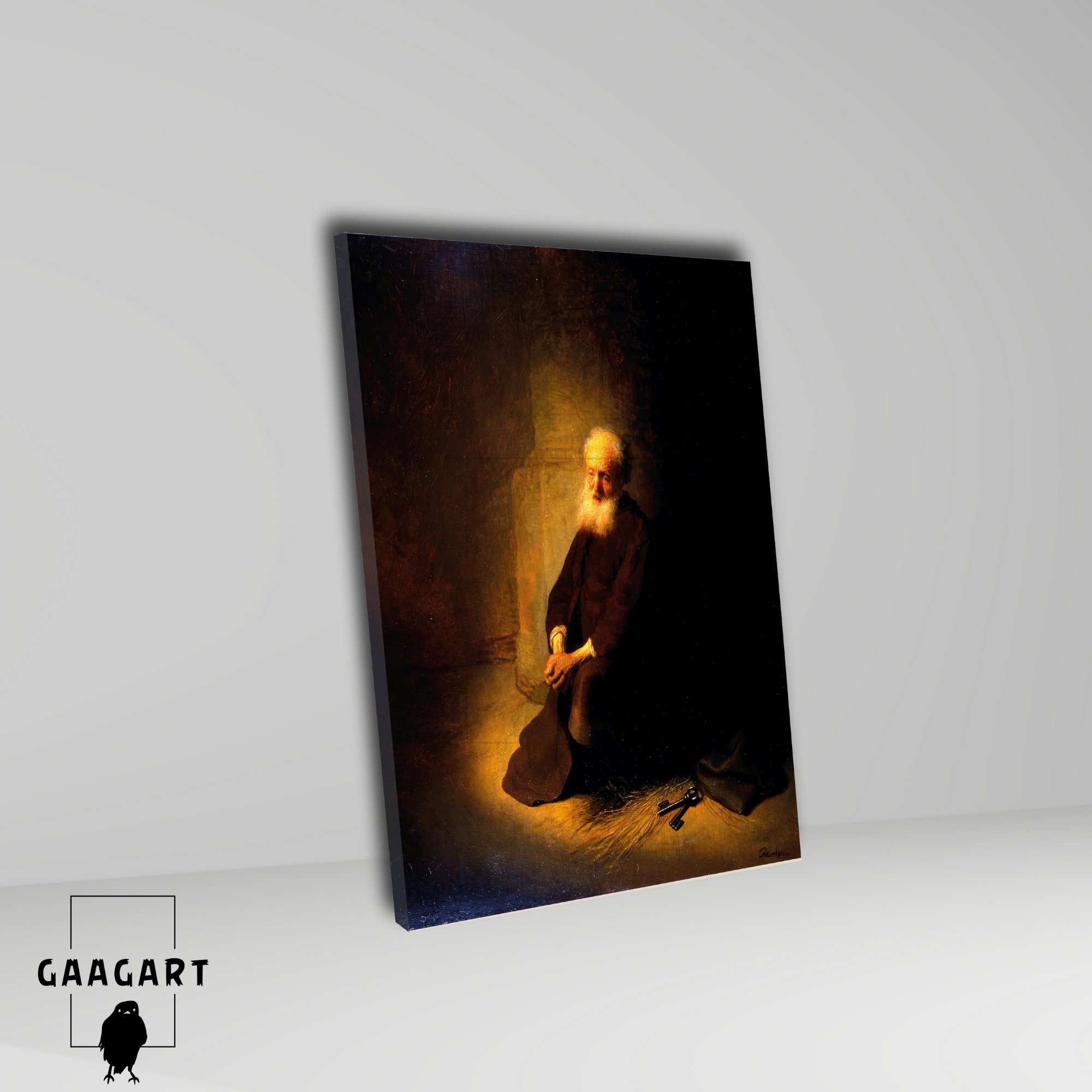 Tekli Dikey Kanvas Tablo Ünlü Eserler Rembrandt Van Rijn St Peter in Prison