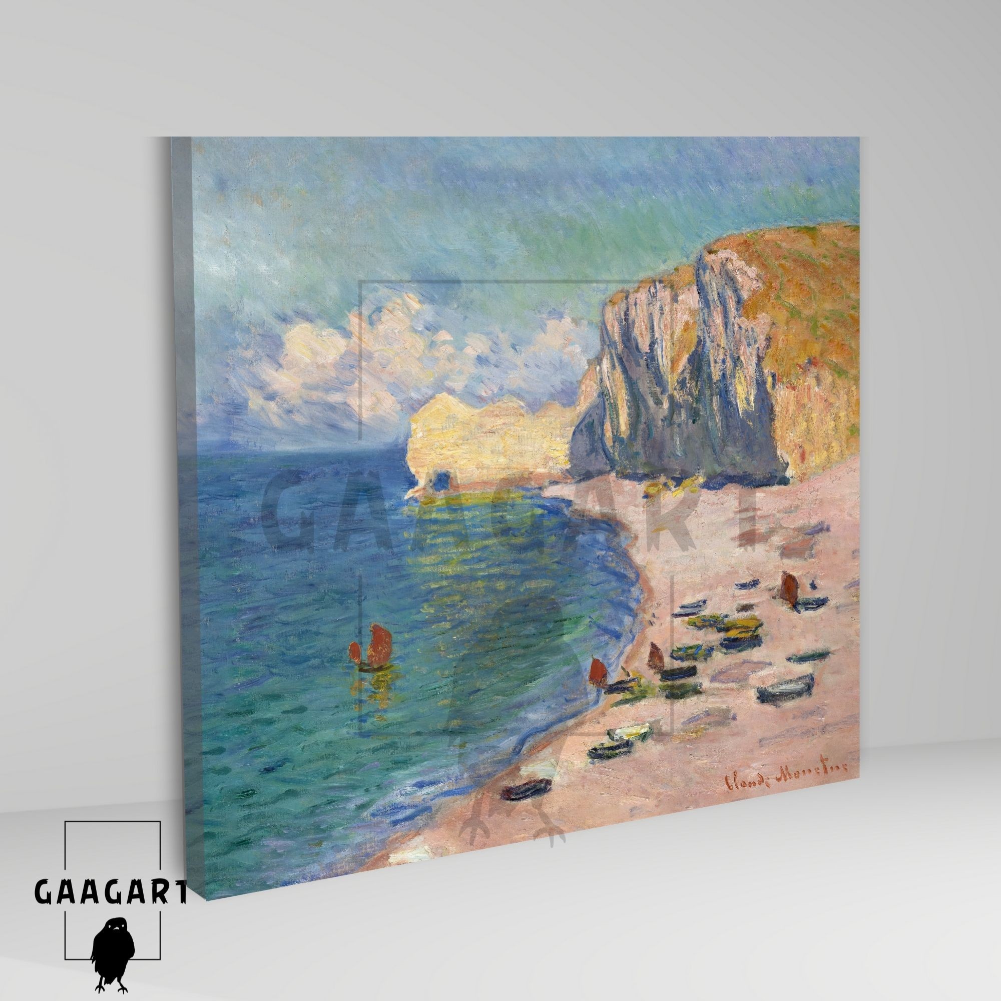 Kare Kanvas Ünlü Ressamlar Monet The Beach and the Falaise d’Amont