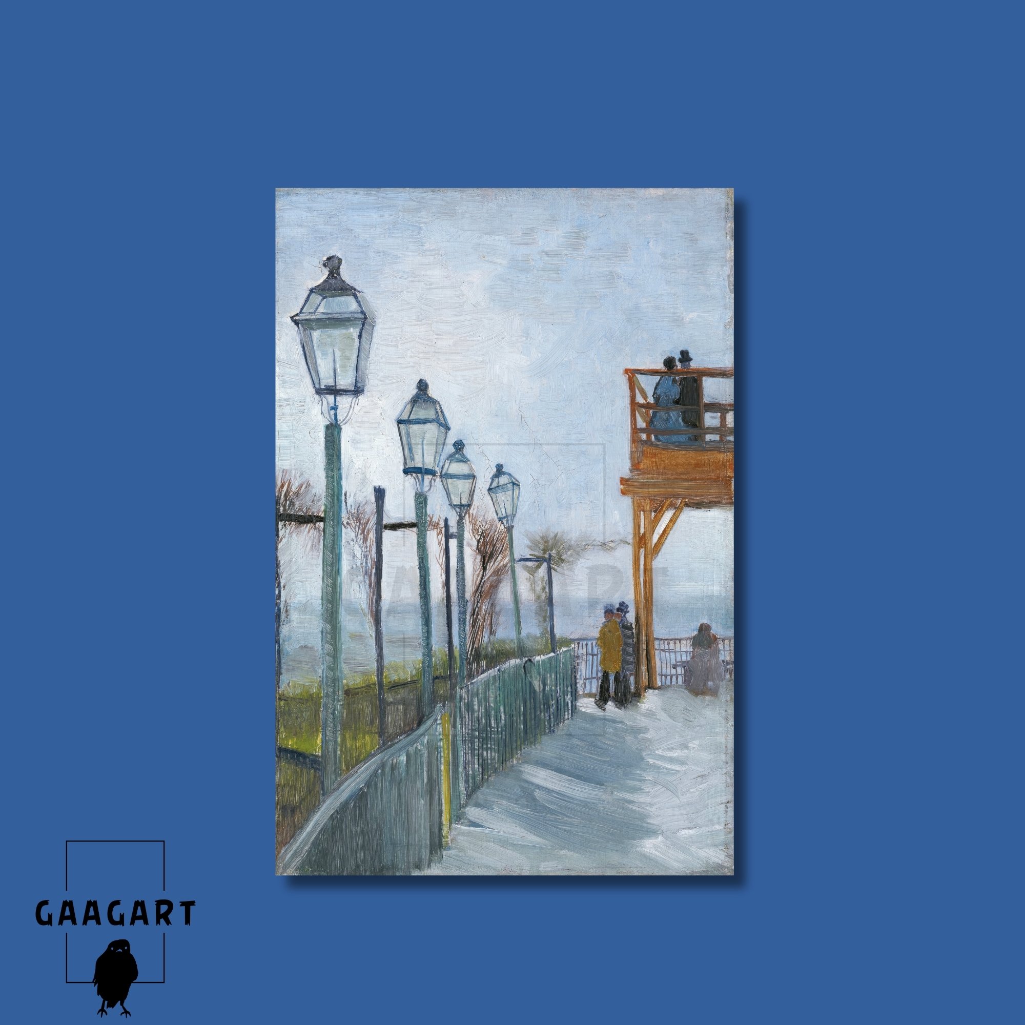 Tekli Dikey Kanvas Tablo Ünlü Eserler Van Gogh Terrace and Observation