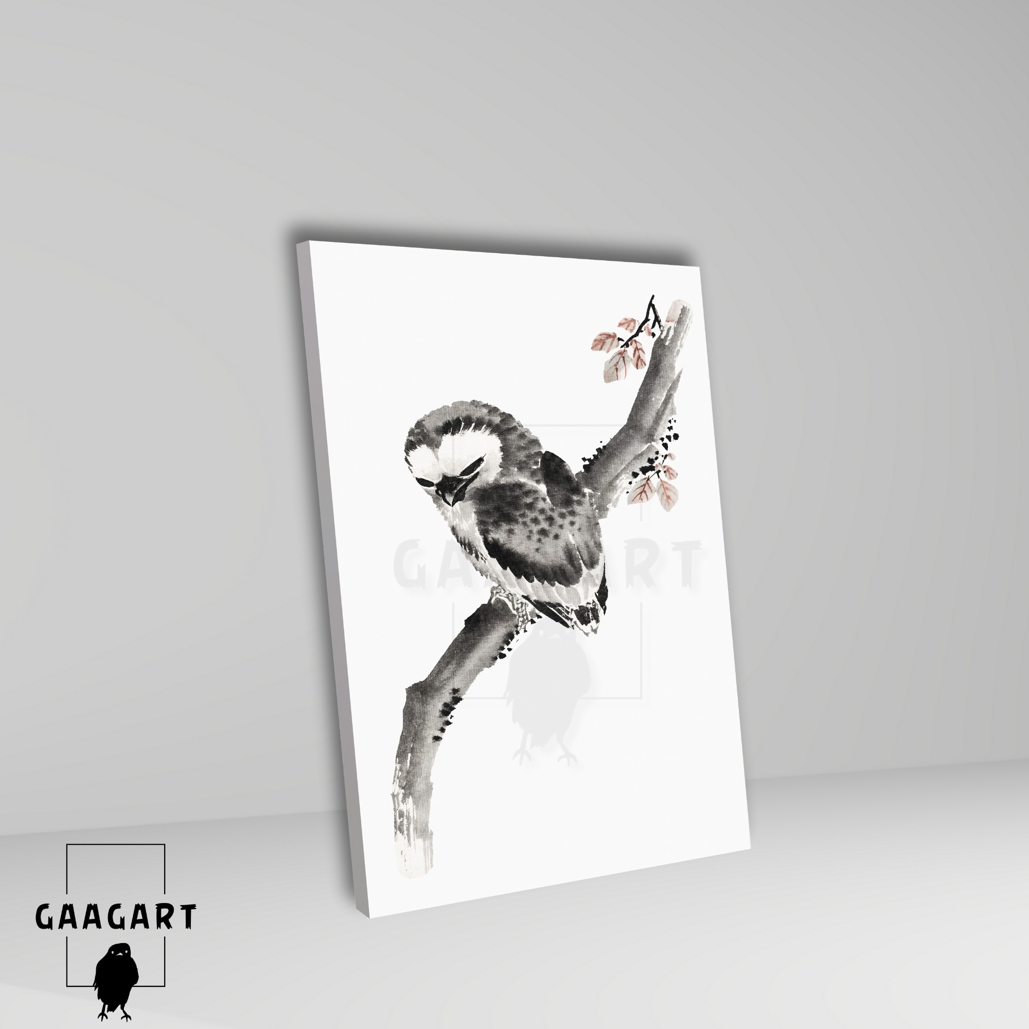 Tekli Dikey Kanvas Tablo Ünlü Eserler Katsushika Hokusai Baykuş