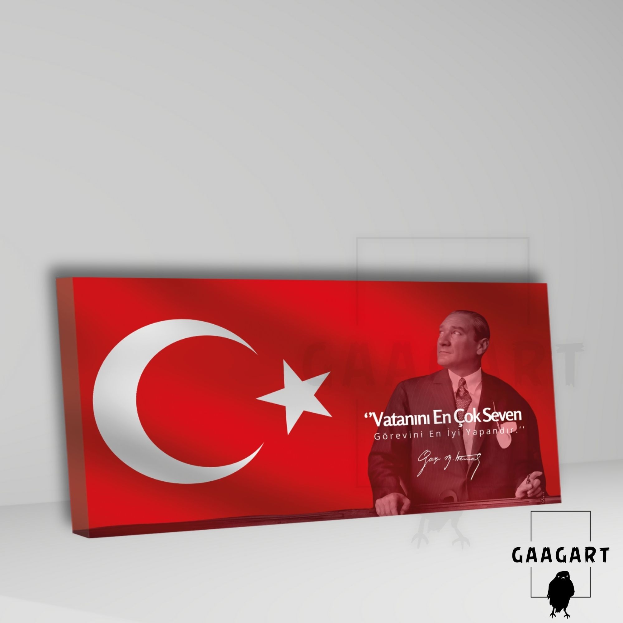 Panoramik Kanvas Makam Panosu Atatürk Sözleri ‘’Vatanını En Çok Seven Görevini En İyi Yapandır.’’