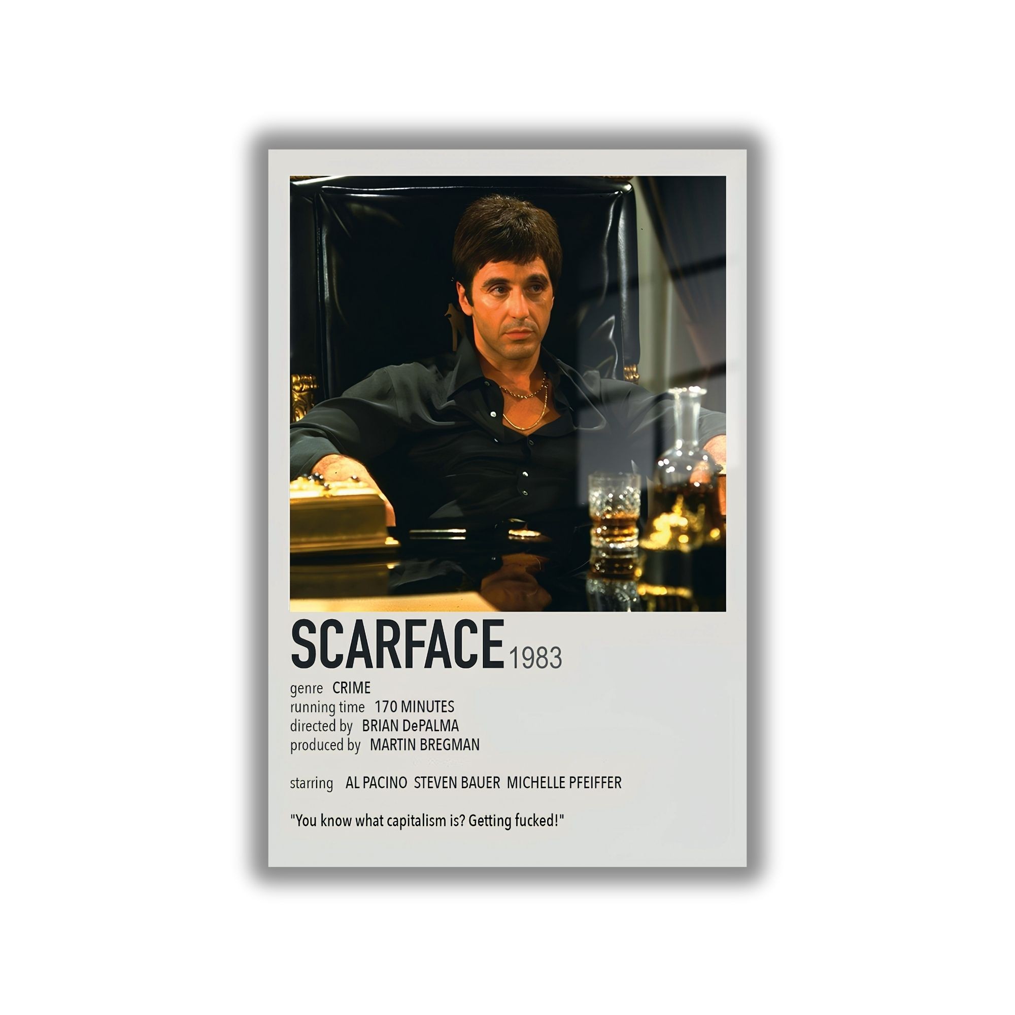 Temperli Cam Tablo Film Afişi Scarface 1983 Görseli