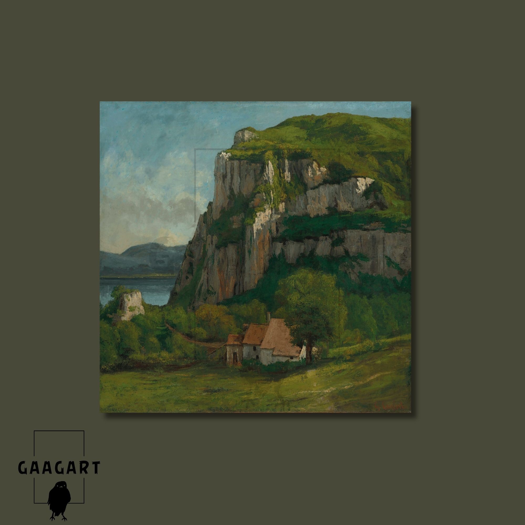 Kare Kanvas Tablo Ünlü Eserler Gustave Courbet-The Rock of Hautepierre (c. 1869)
