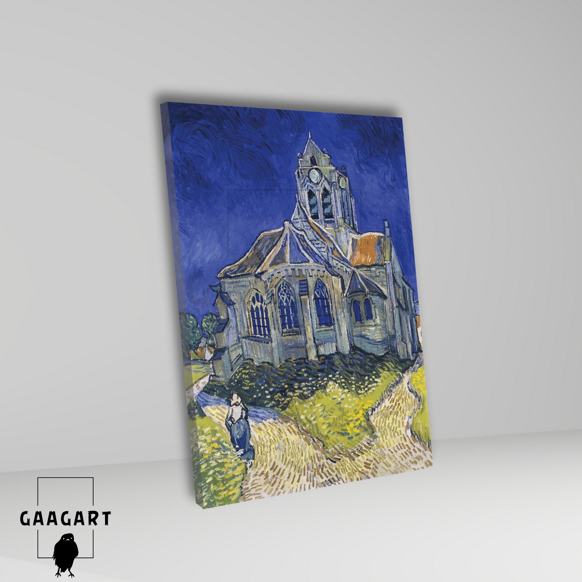 Tekli Dikey Kanvas Tablo Ünlü Eserler Van Gogh Auvers'deki Kilise