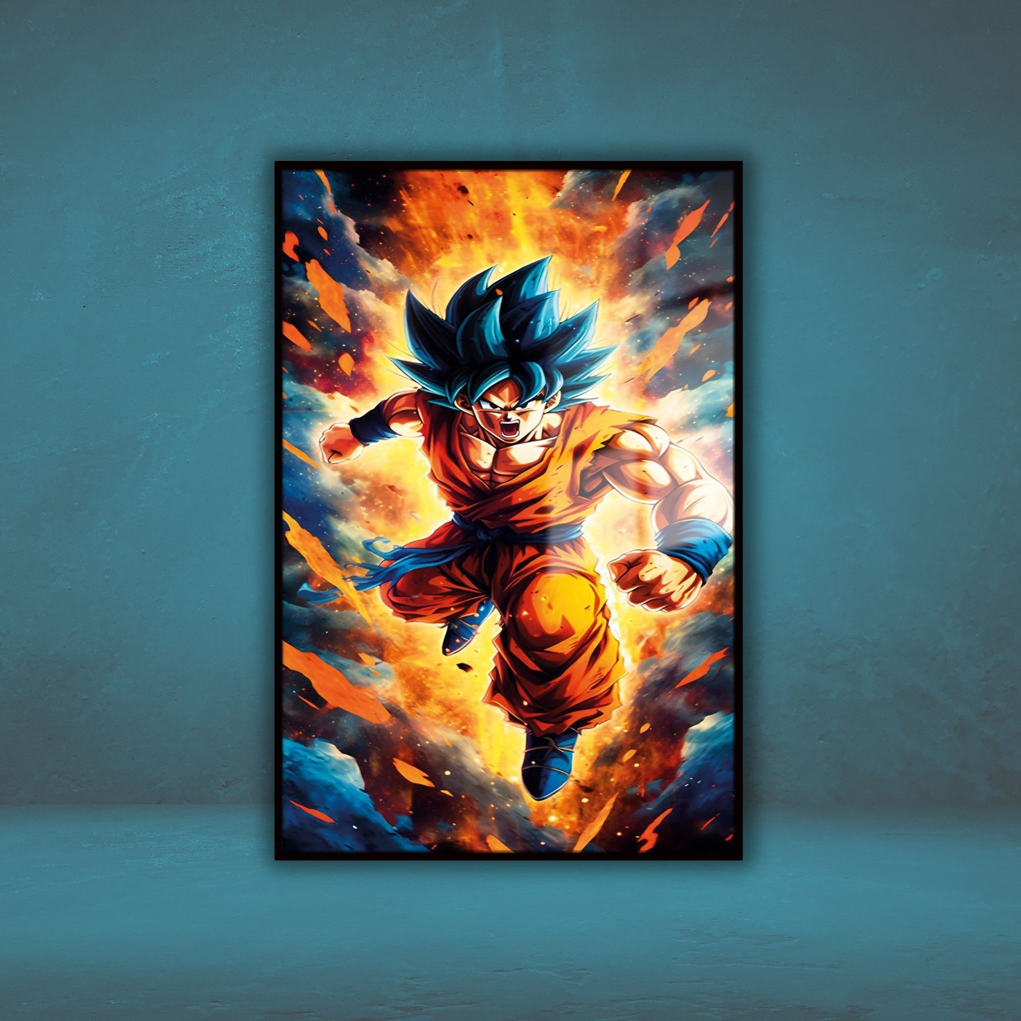 Metal Çerçeveli Temperli Cam Tablo Dragon Ball Goku Karakteri