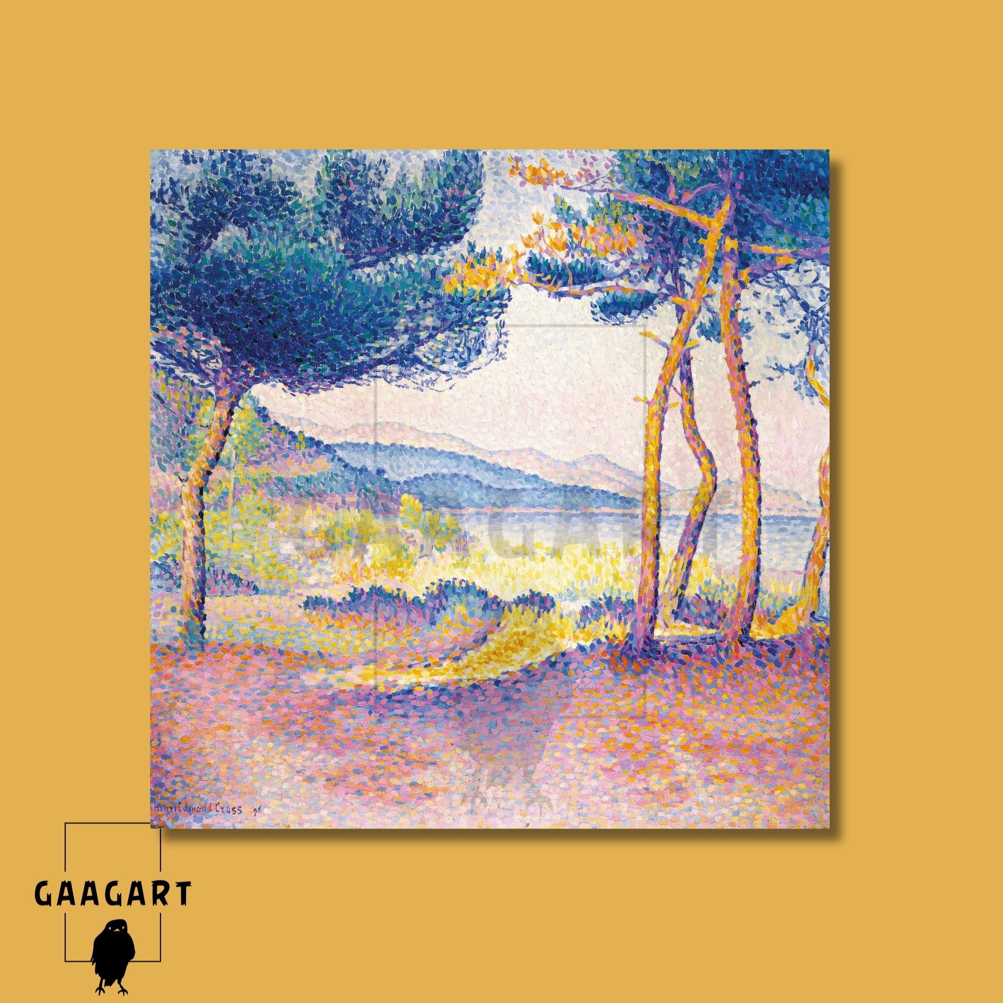 Kare Kanvas Tablo Ünlü Eserler Henri-Edmond Cross-Pines Along The Shore (1896)