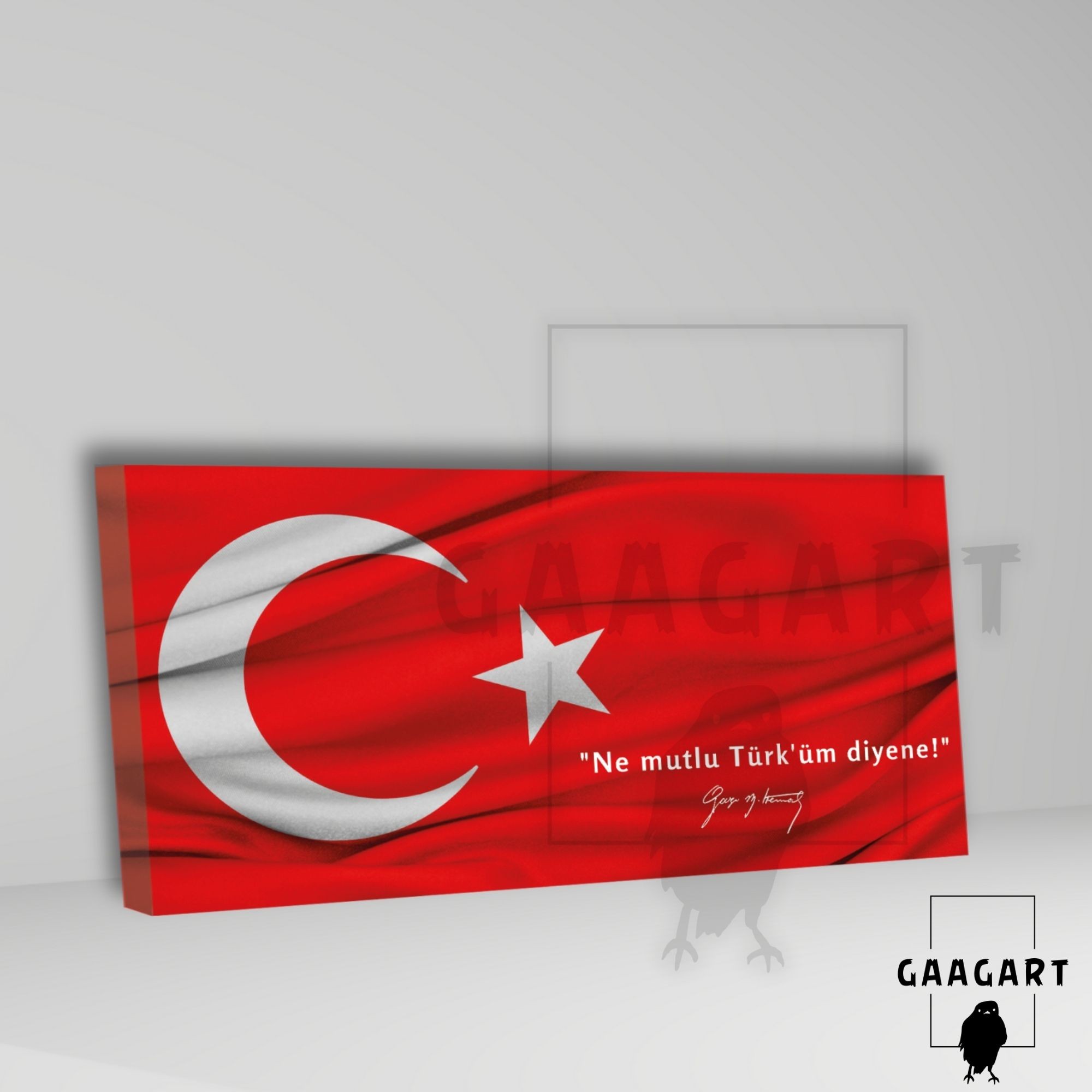 Panoramik Kanvas Makam Panosu Türk Bayrağı Atatürk "Ne mutlu Türk'üm diyene!"