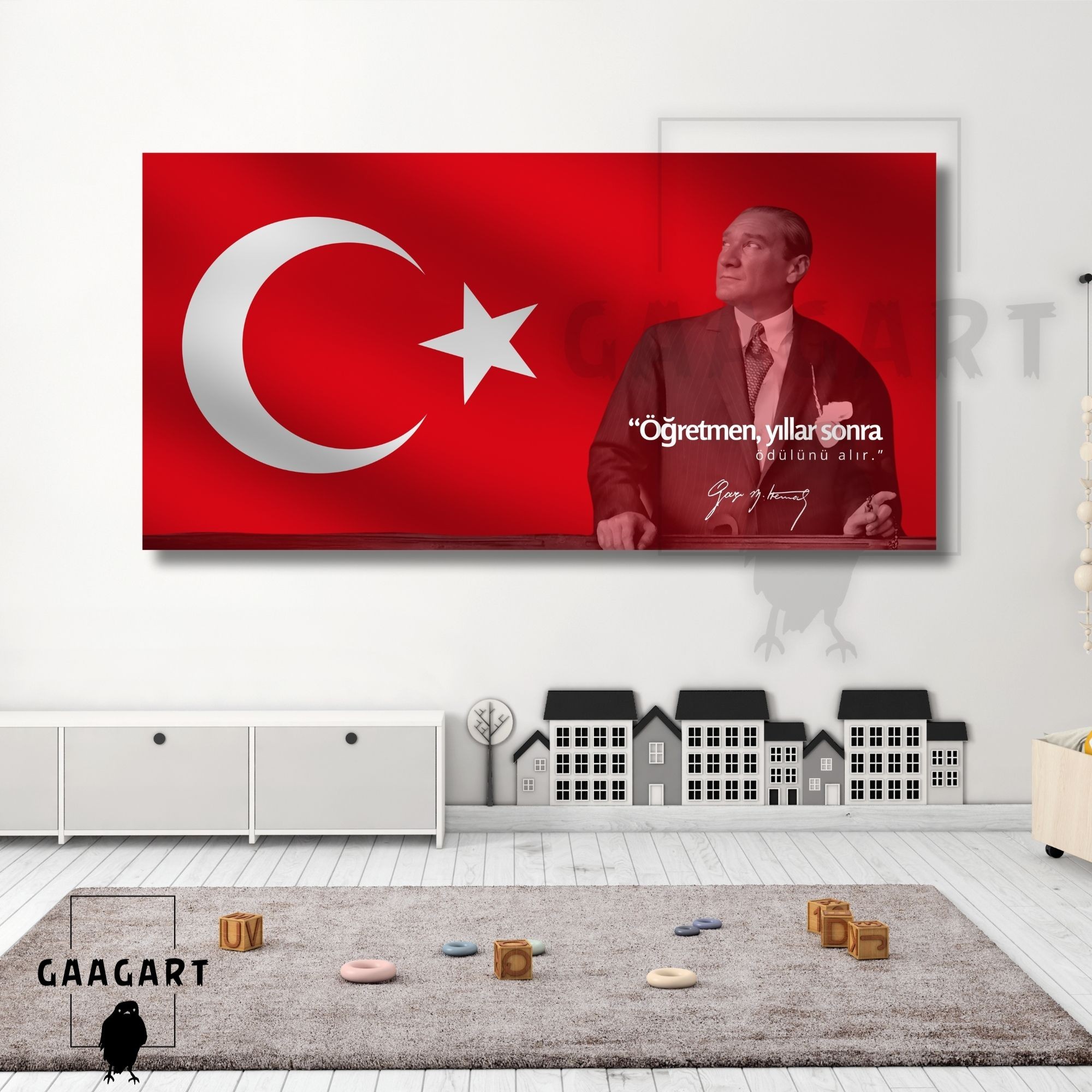 Panoramik Kanvas Makam Panosu Atatürk Sözleri “Öğretmen, yıllar sonra ödülünü alır.”