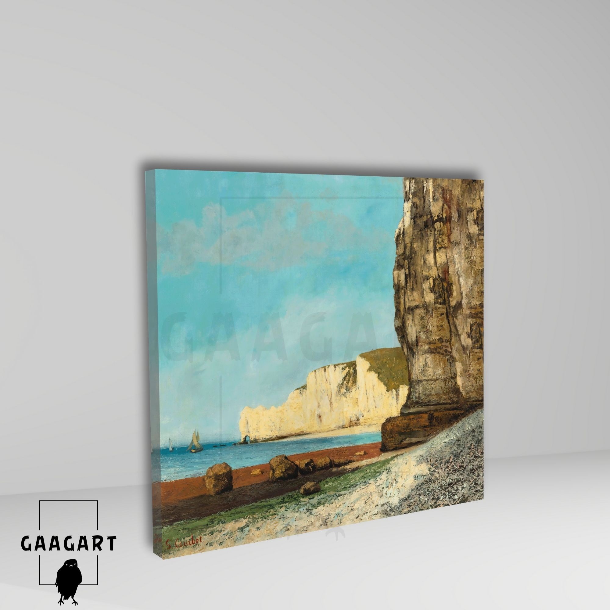 Kare Kanvas Tablo Ünlü Eserler Gustave Courbet-Étretat_ Les Falaises (1870)