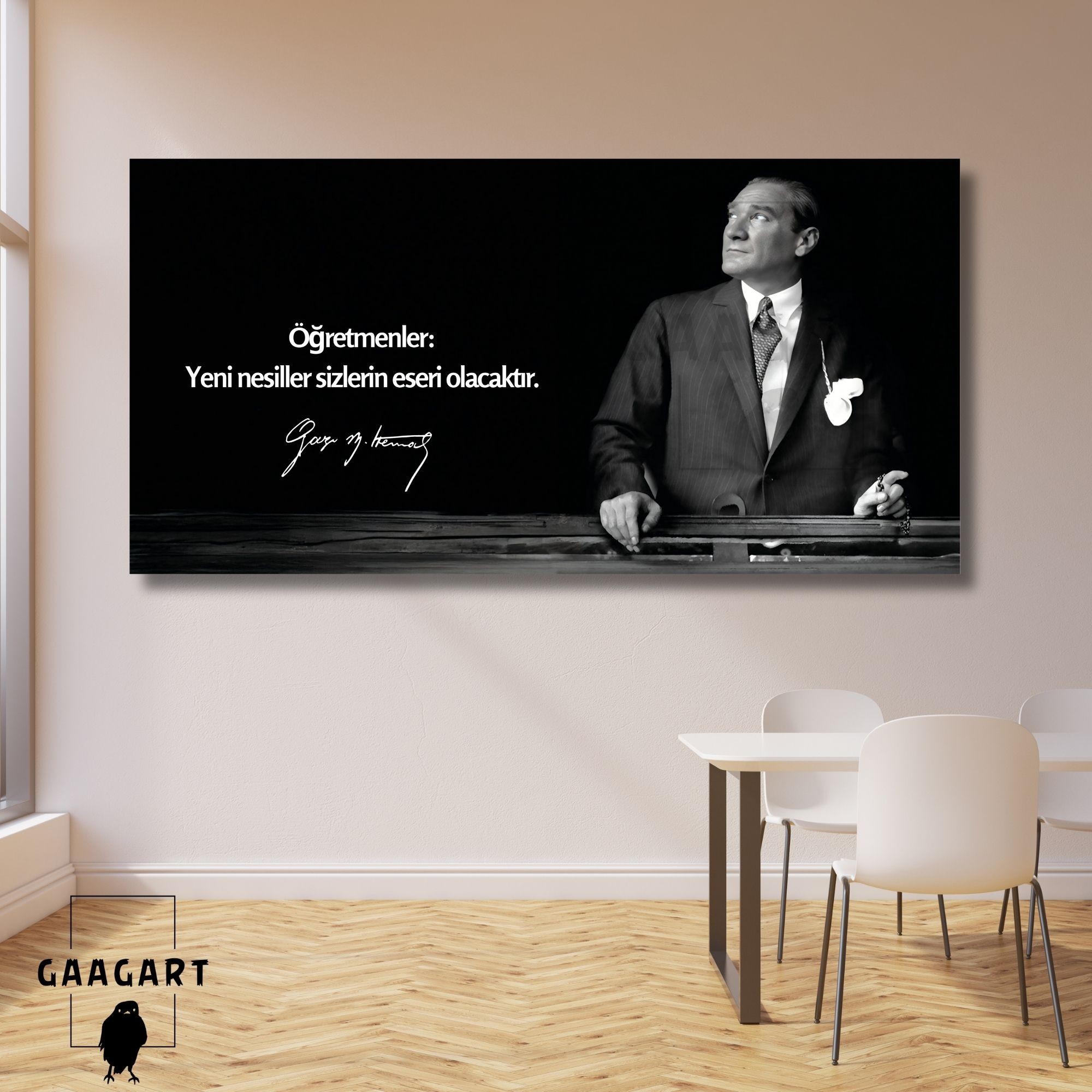 Panoramik Kanvas Atatürk Sözleri Öğretmenler: Yeni nesiller sizlerin eseri olacaktır.